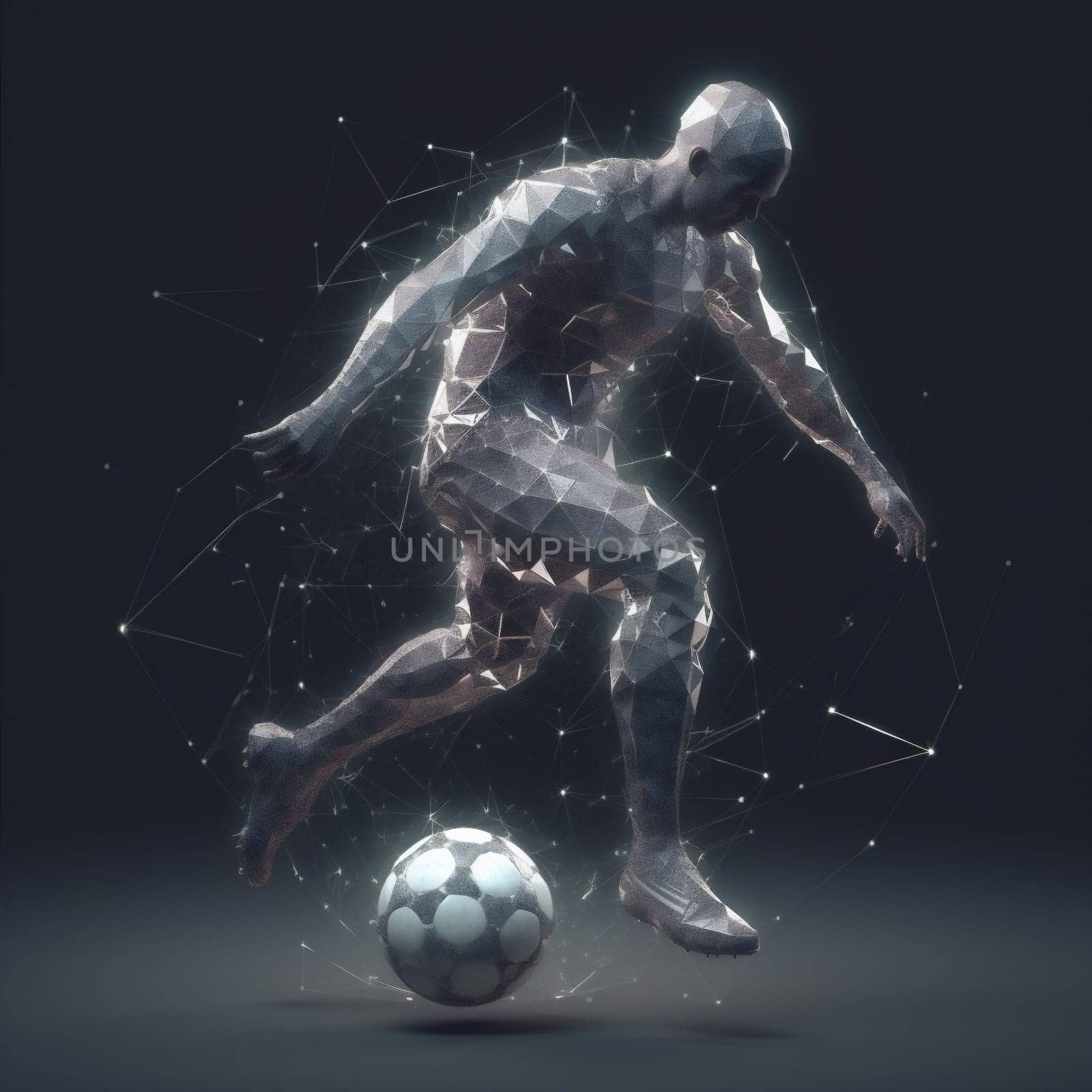 background ball young game athletic sport stadium soccer player grass action football arena attack foot shoe team competition kick goal. Generative AI.