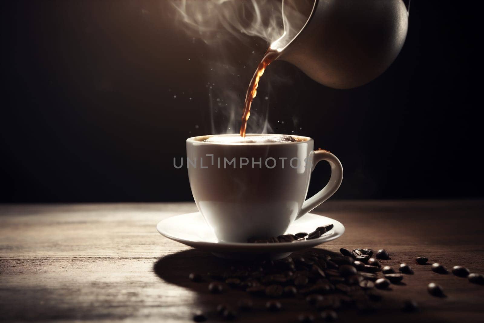 brown shop retro aroma mug copy bean wood smoke drink wooden drink beverage coffee cafe cup breakfast morning espresso hot texture. Generative AI.