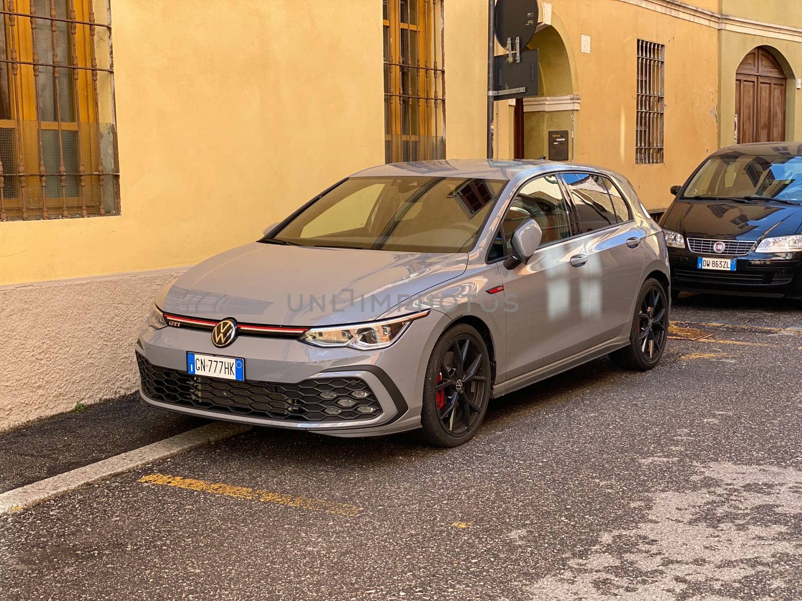 Cremona, Italy - April 2023 VOLKSWAGEN GOLF 8 GTI 2.0 TSI 245cv DSG parked in the street