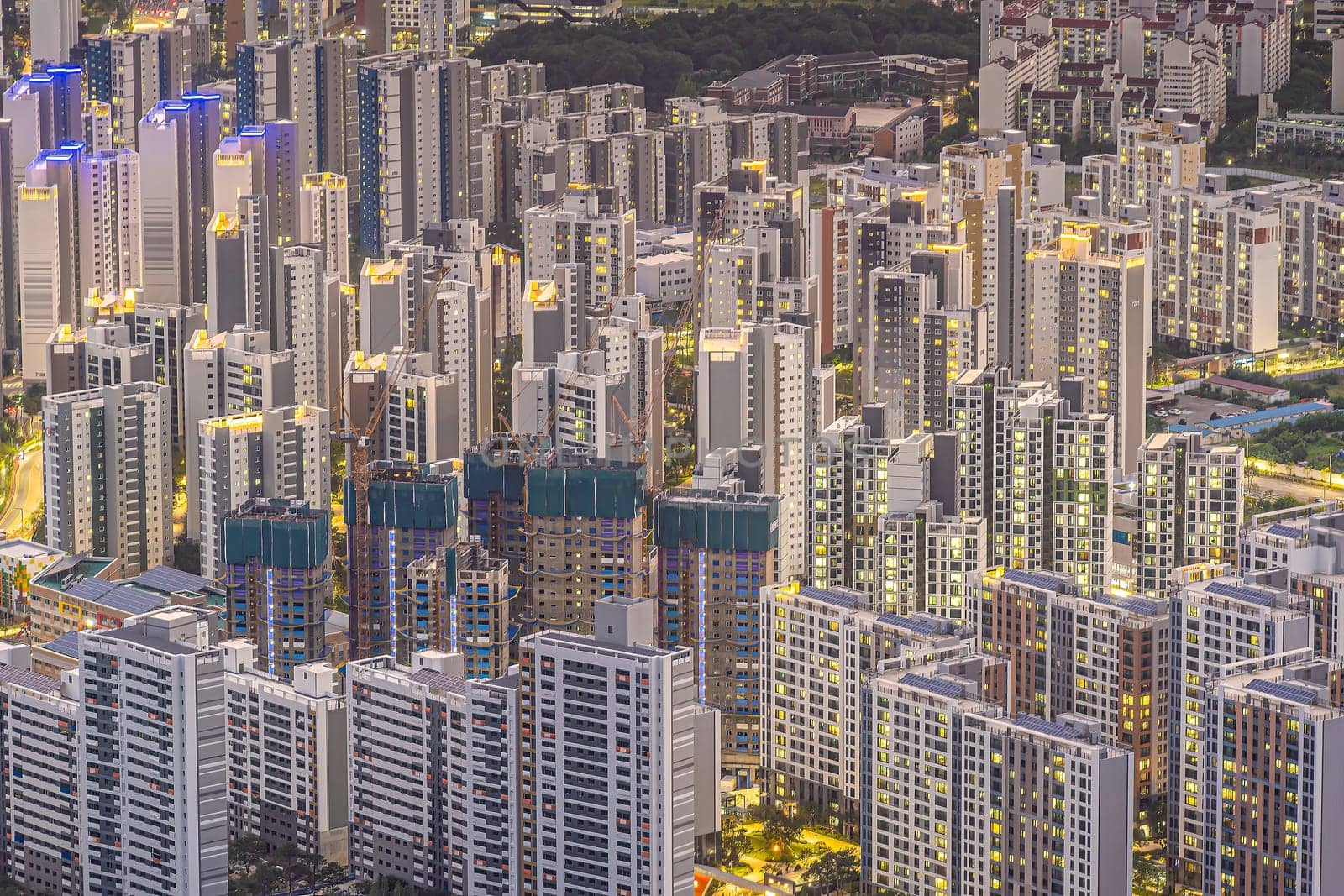 Buildings in Seoul, cityscape of South Korea at night 