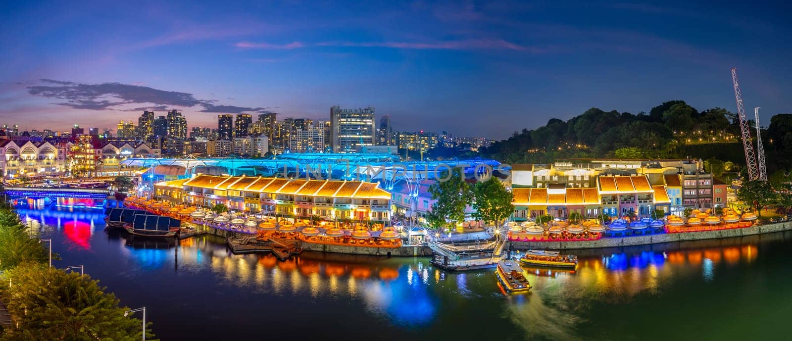 Aerial view cityscape of Clarke Quay, Singapore city skyline by f11photo