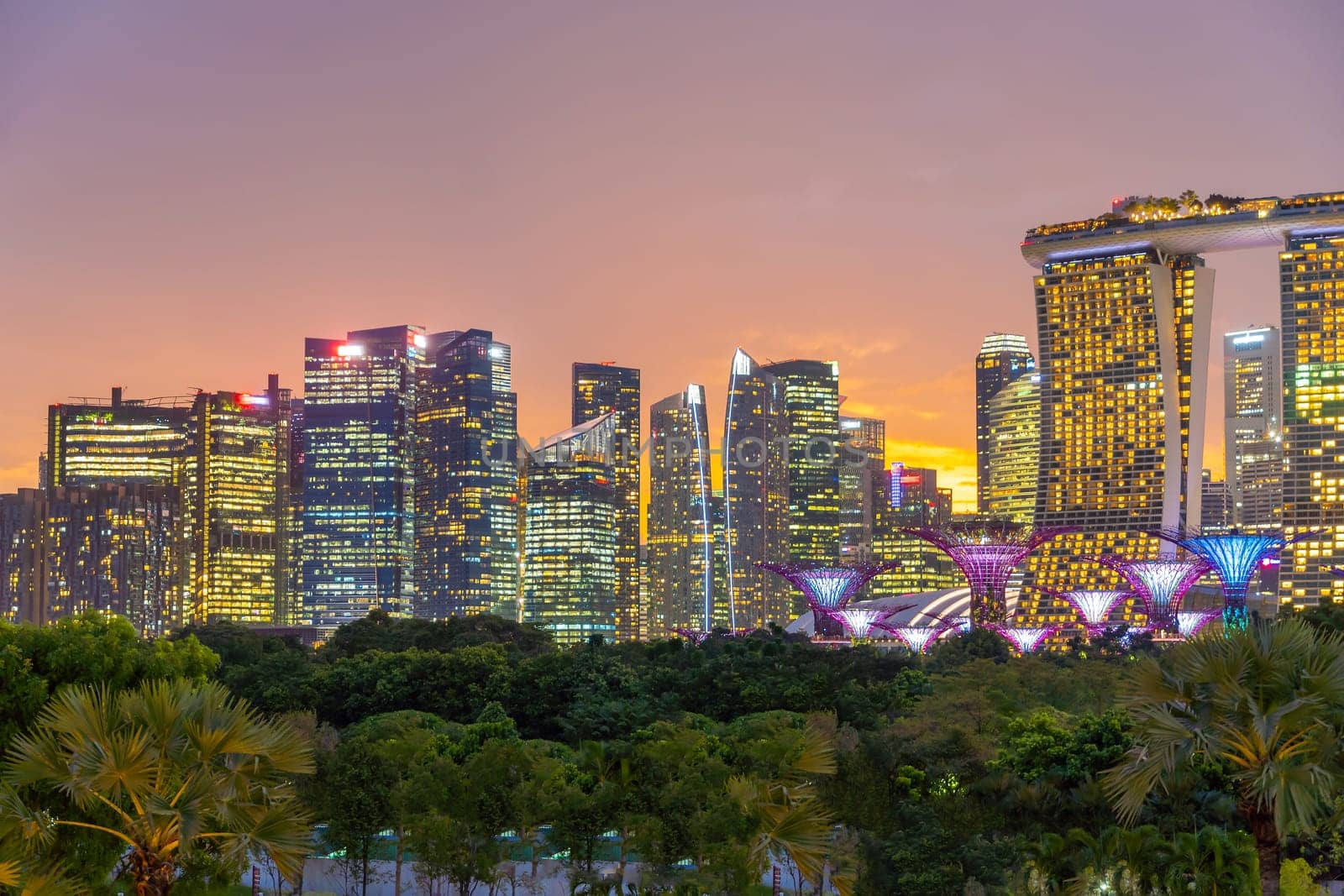 Downtown city skyline at the marina bay, cityscape of Singapore  by f11photo