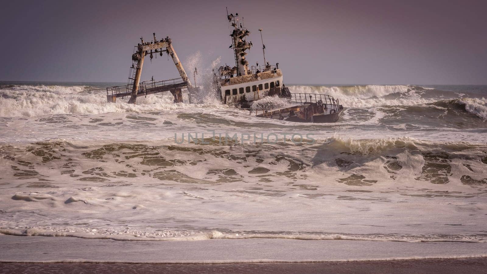 A shipwreck in the Skeleton Coast National Park in Namibia. by maramade
