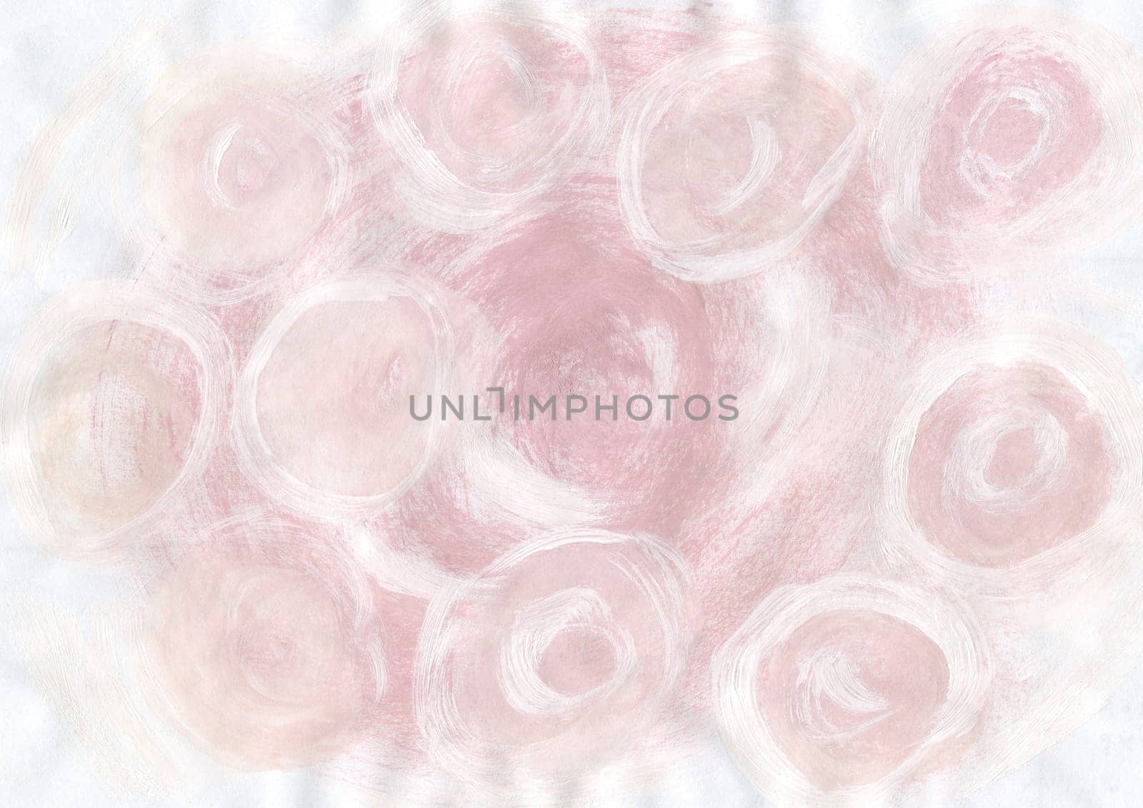 Hand Painted Abstract Watercolor Background. Watercolor Pale Pink Circle Abstract Designs. Paint Pale Pink Circle Texture Background.