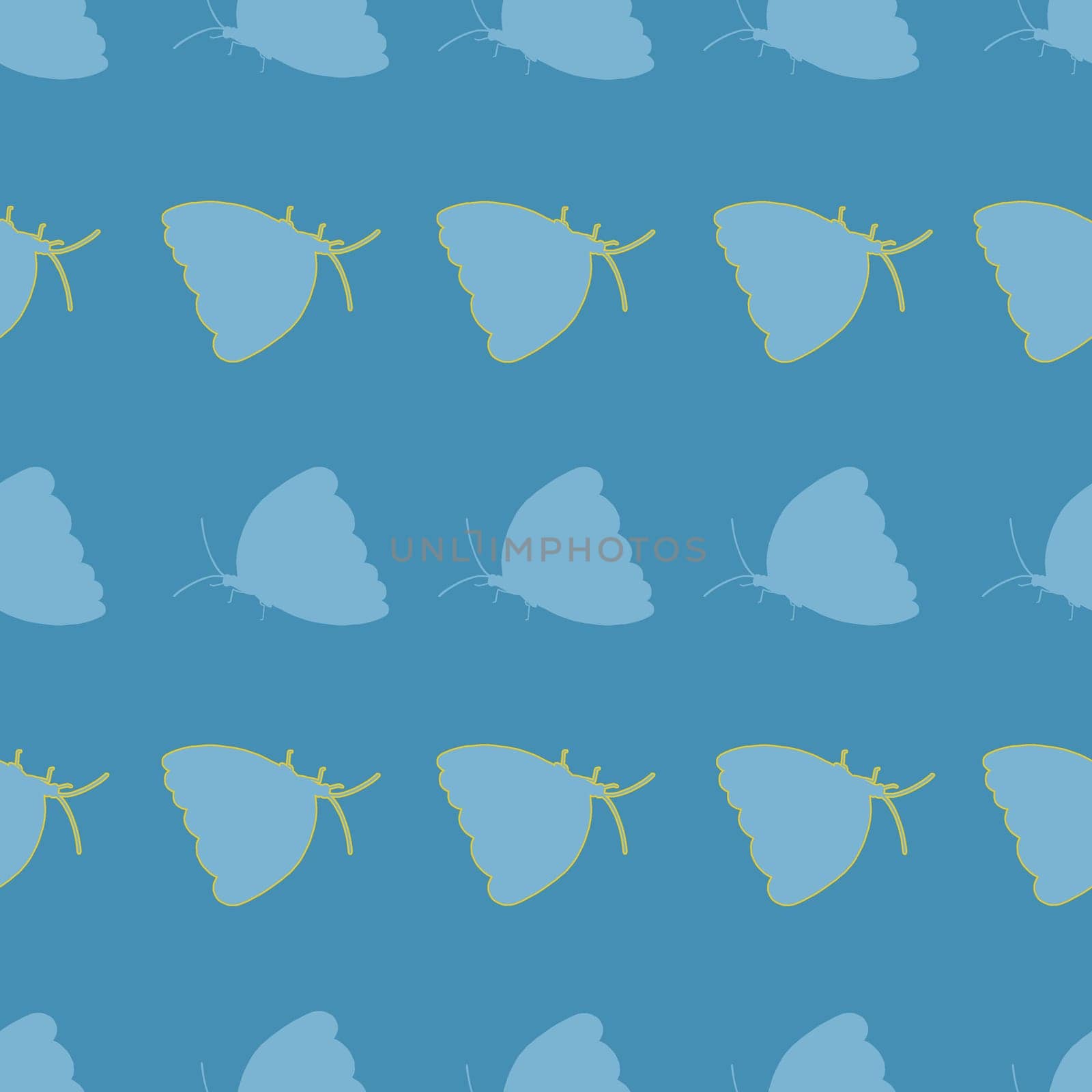 Blue Butterfly Silhouette Seamless Repeat Pattern Background. Colorful Butterfly Silhouettes Digital Paper.