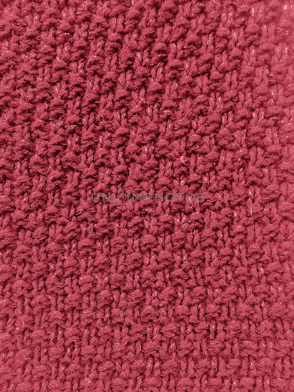 Christmas Knitted Texture. Organic Woolen Pullover. Macro Handmade Thread Wallpaper. Xmas Knitted Background. Vintage Winter Yarn. Cotton Nordic Material. Red Xmas Knitting Pattern.