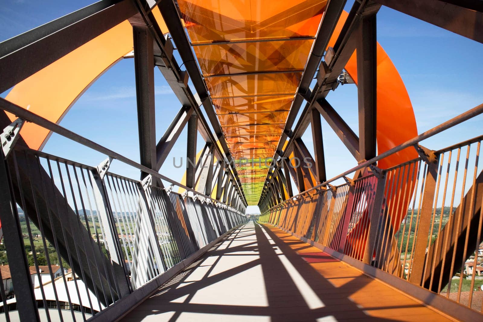 The colorful pedestrian walkway in Peccioli Pisa Italy  by fotografiche.eu