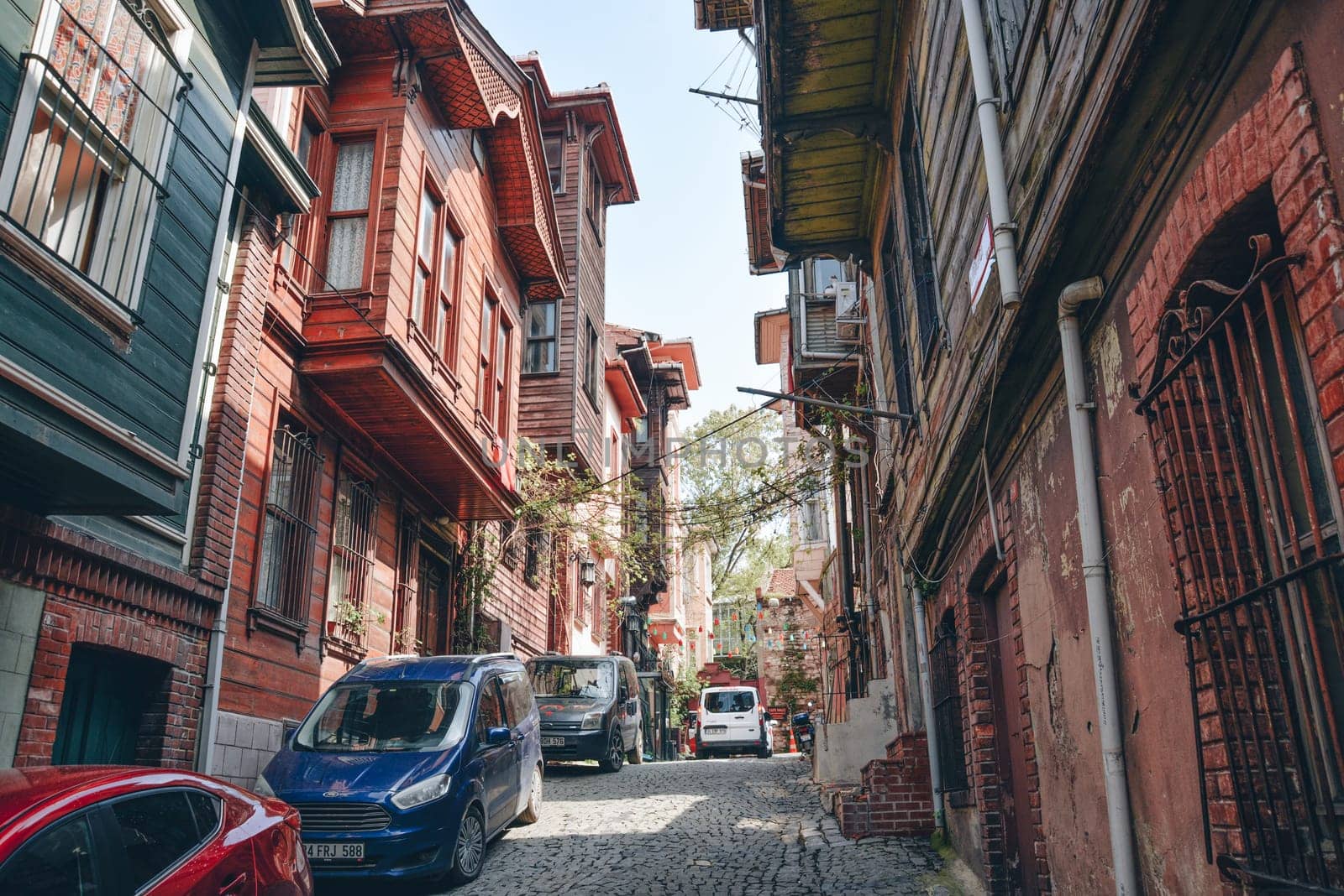 Istanbul, Turkey - May 2, 2023: Turkish traditional houses in Eyup Istanbul Turkey.