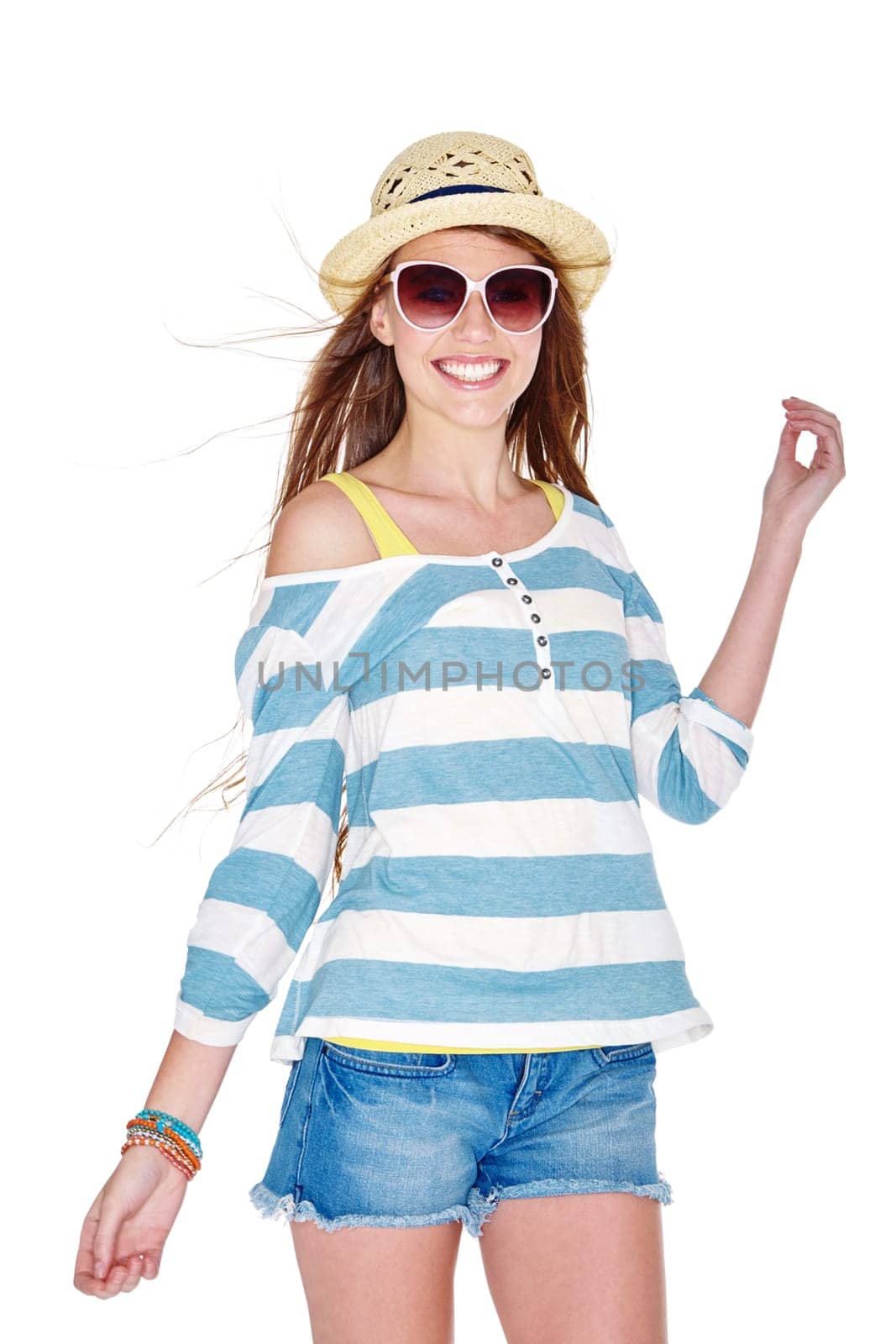Summer vibes. Studio shot of a young woman dressed for summer isolated on white