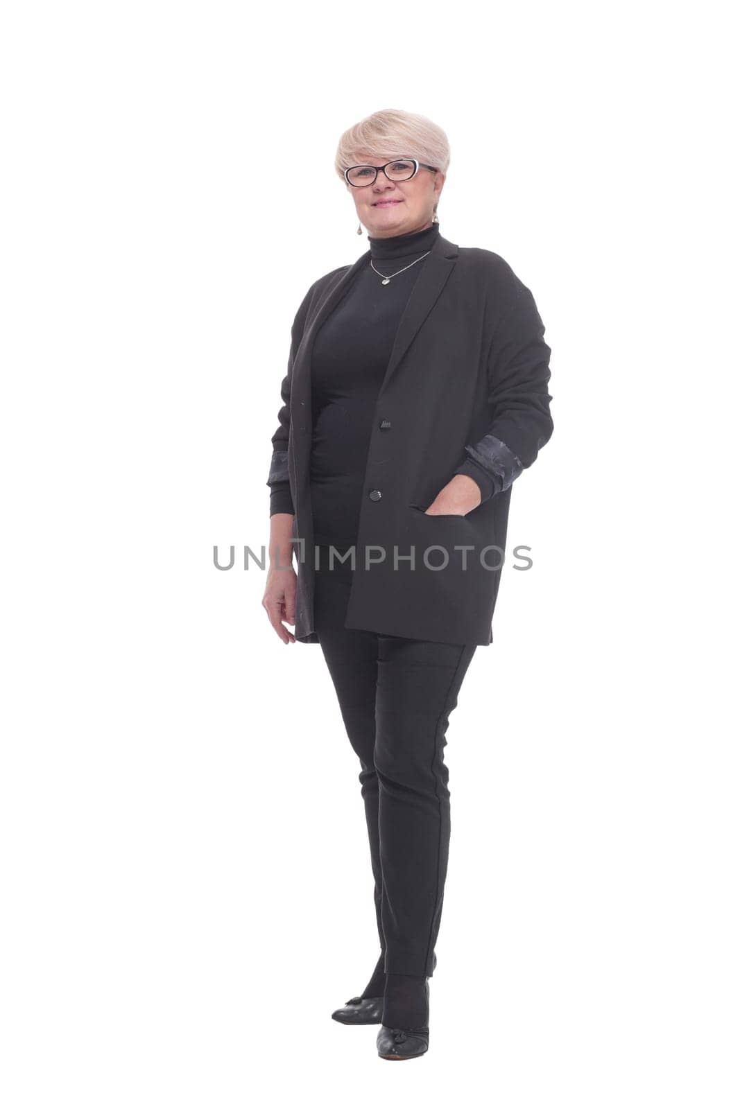 in full growth. attractive business woman in casual clothes. isolated on a white background.