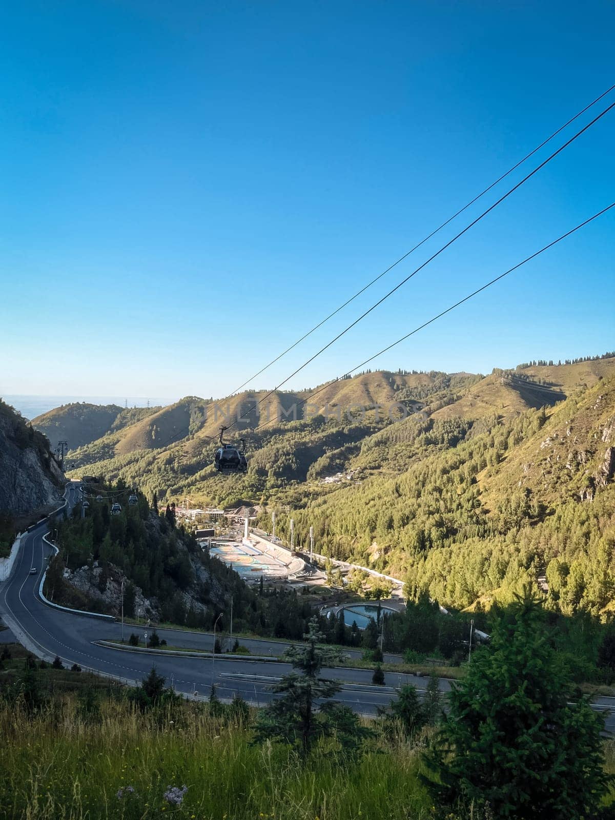 summer view of the mountains from the cableway.