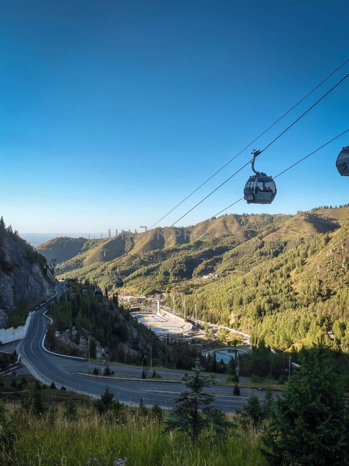 summer view of the mountains from the cableway by Pukhovskiy