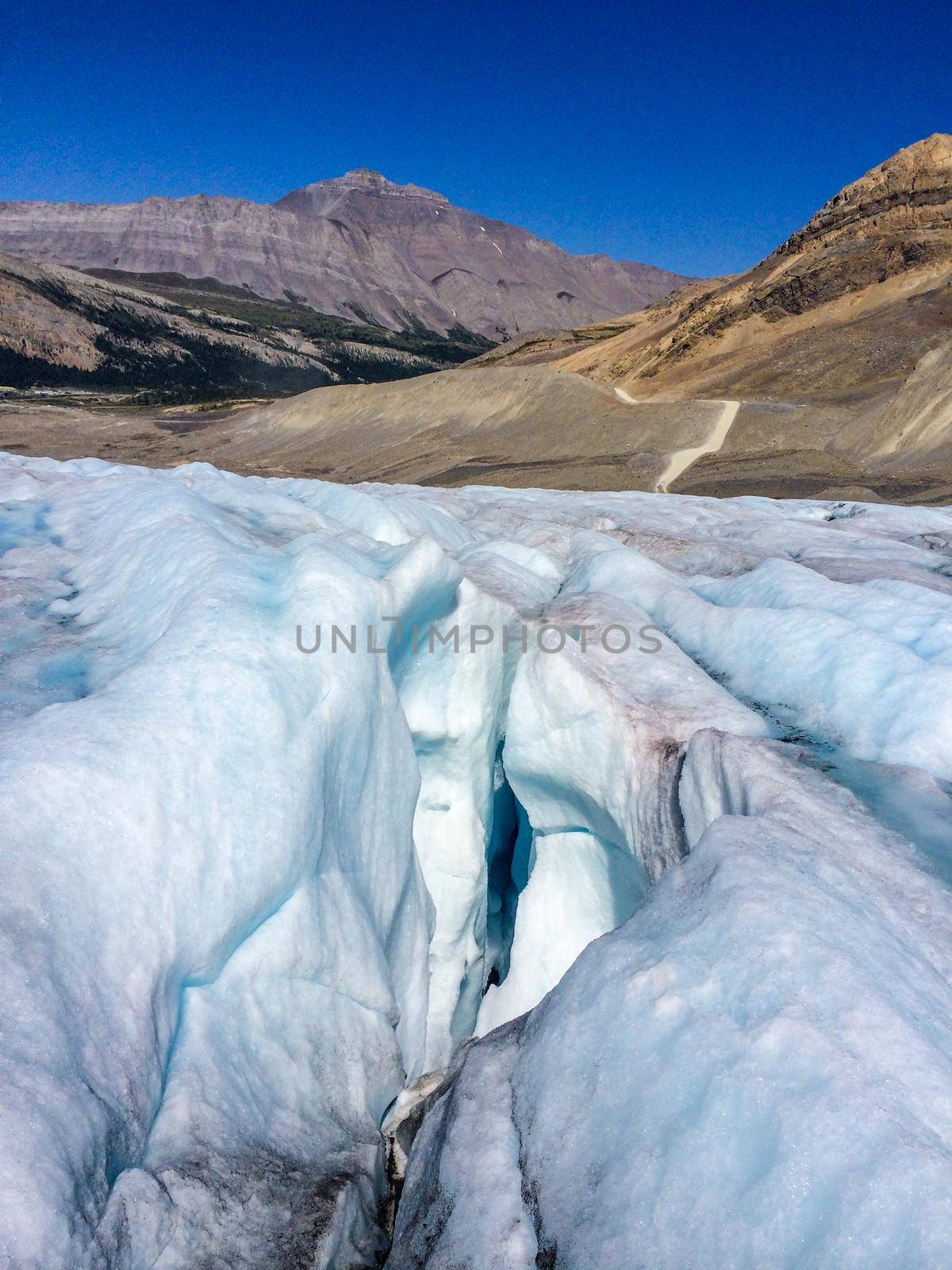 Typical Crevice Athabasca Glacier in Jasper National Park, Alberta Canada