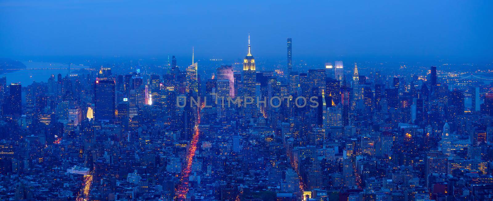 New York City Manhattan midtown skyline at night 