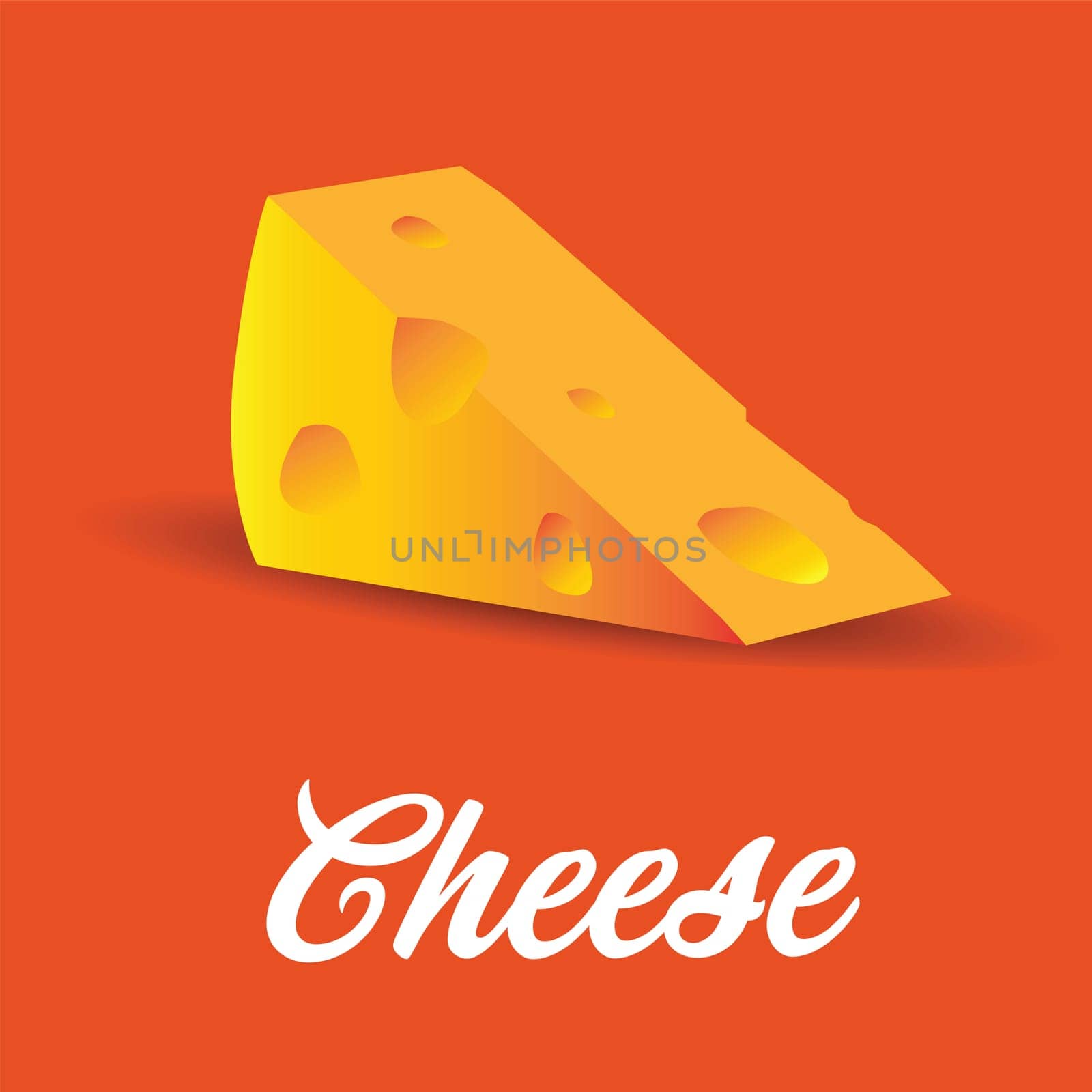 Cut of Cheese illustration on orange background