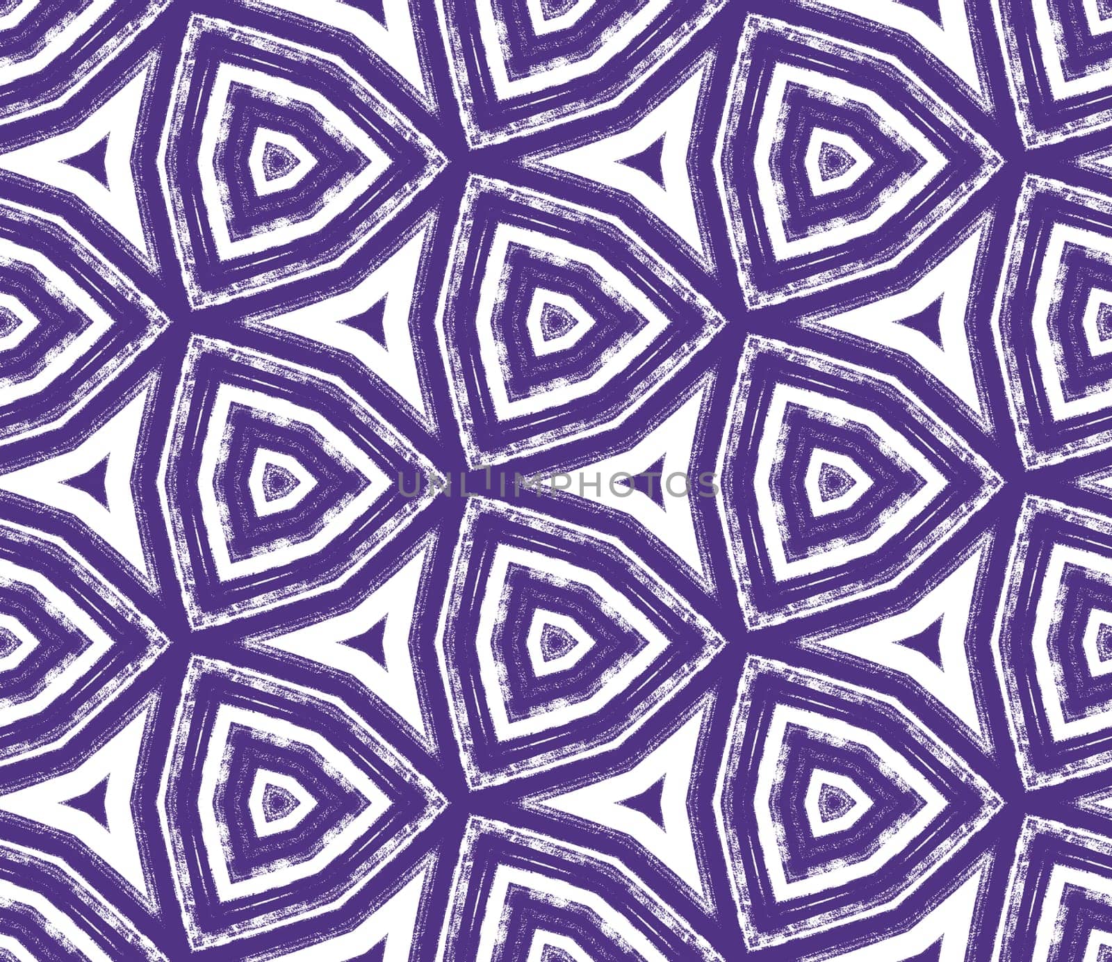 Geometric seamless pattern. Purple symmetrical kaleidoscope background. Textile ready stunning print, swimwear fabric, wallpaper, wrapping. Hand drawn geometric seamless design.