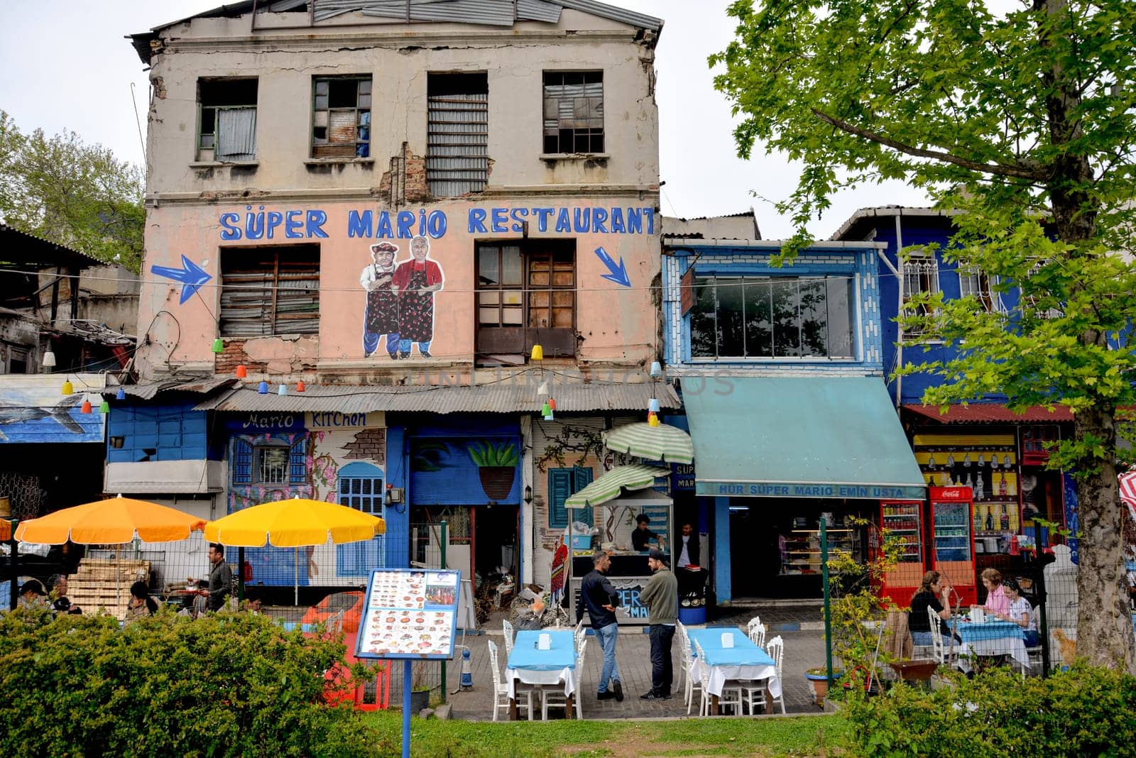 Istanbul, Turkey, May 02, 2023: View of the famous Super Mario Cafe in Istanbul on a summer sunny day by Ekaterina34