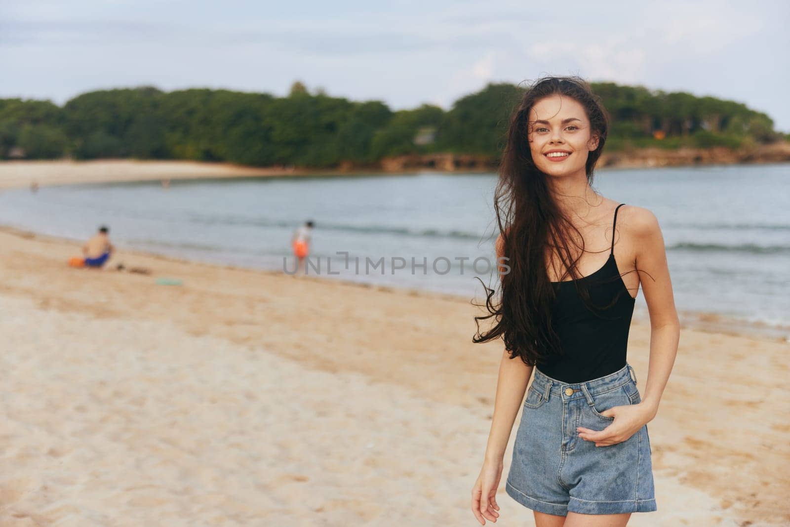 beach woman female summer sand lifestyle sea ocean sunset vacation smile by SHOTPRIME
