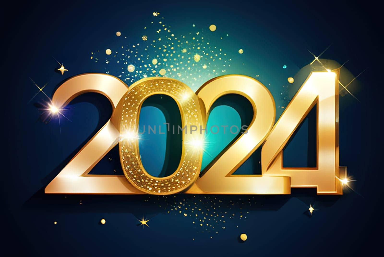 2024 golden bold letters symbol colored design Happy new year background. by EkaterinaPereslavtseva