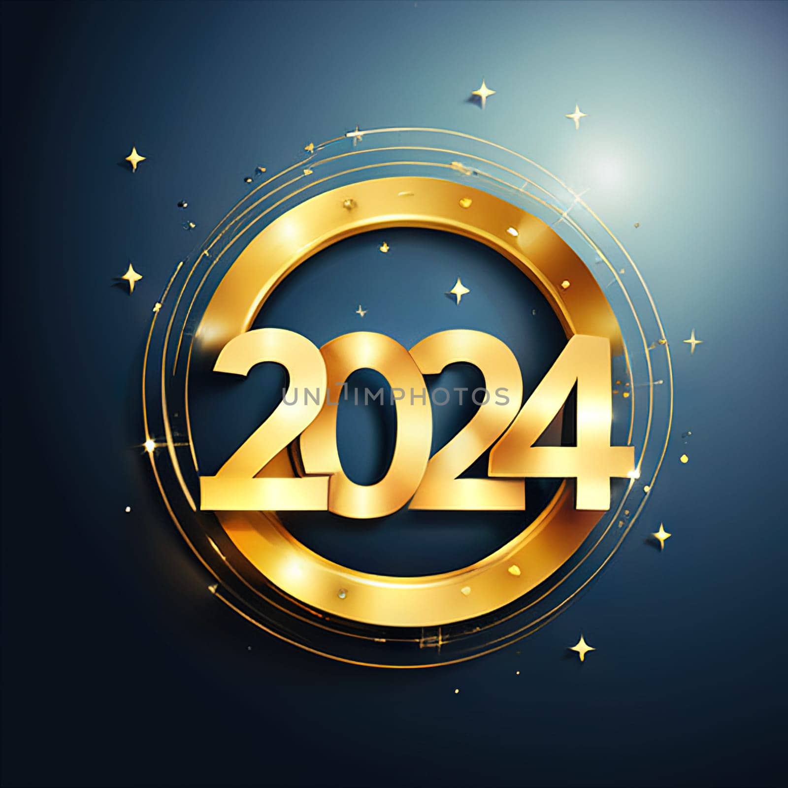 2024 golden bold letters symbol colored design Happy new year background. Holiday greeting card design