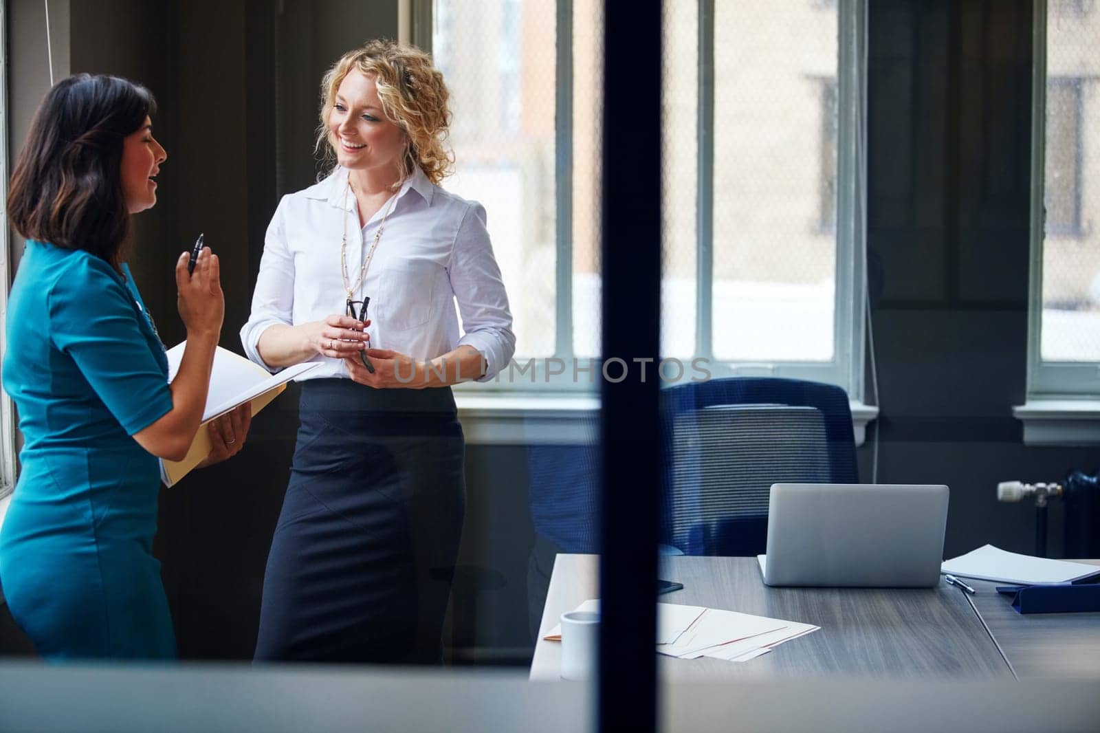 Their communication skills are superb. two businesswomen having a discussion in an office