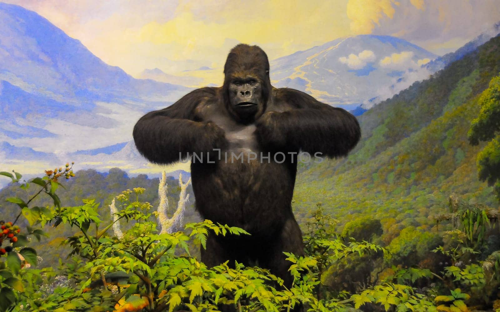 NEW YORK, USA - DECEMBER 05, 2011: A stuffed mountain gorilla on display at the Museum of National History, USA