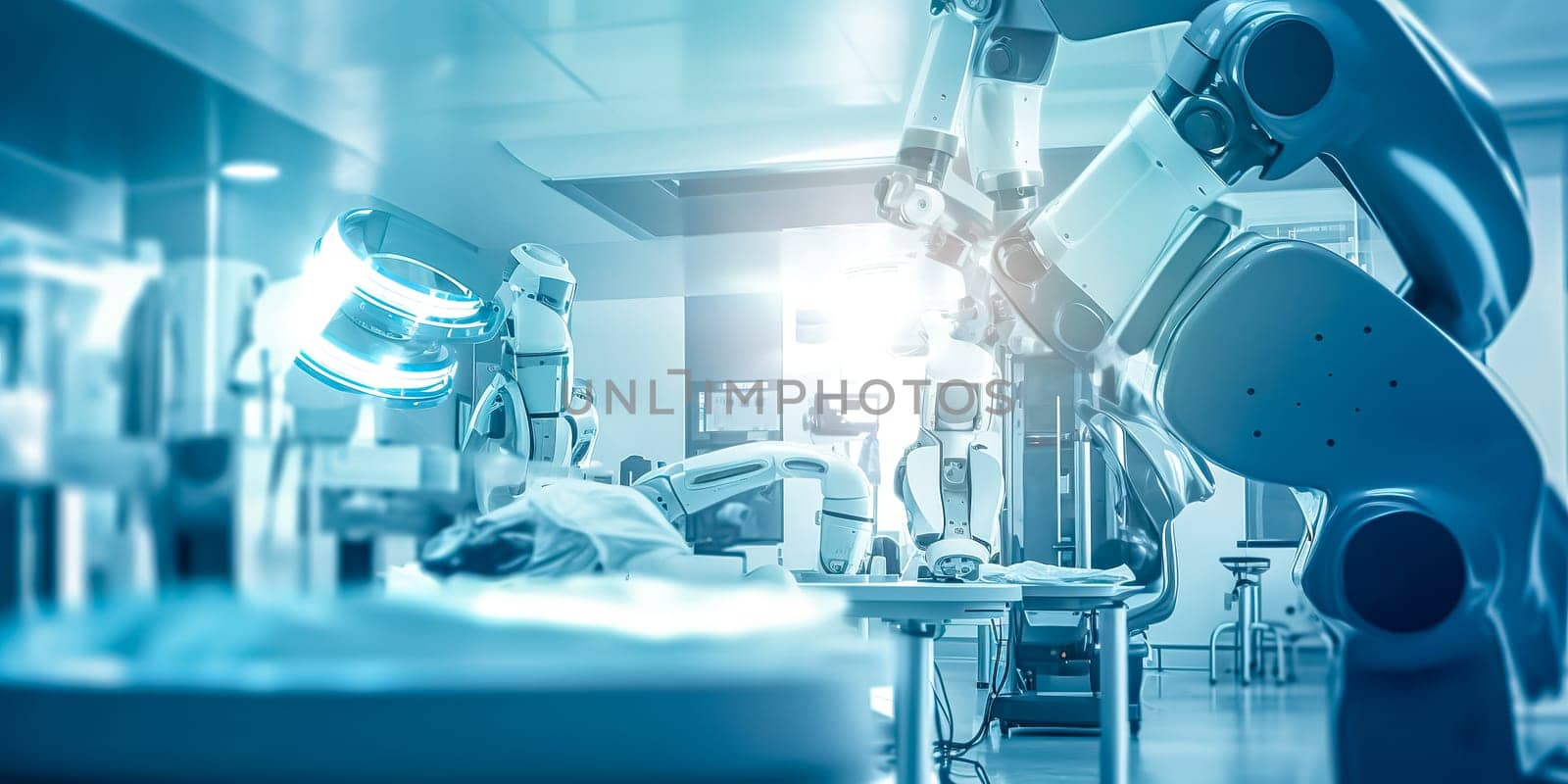 modern technology in a surgical operating room in a hospital, the concept of advanced medicine. Banner with copy space.made with Generative AI by Edophoto