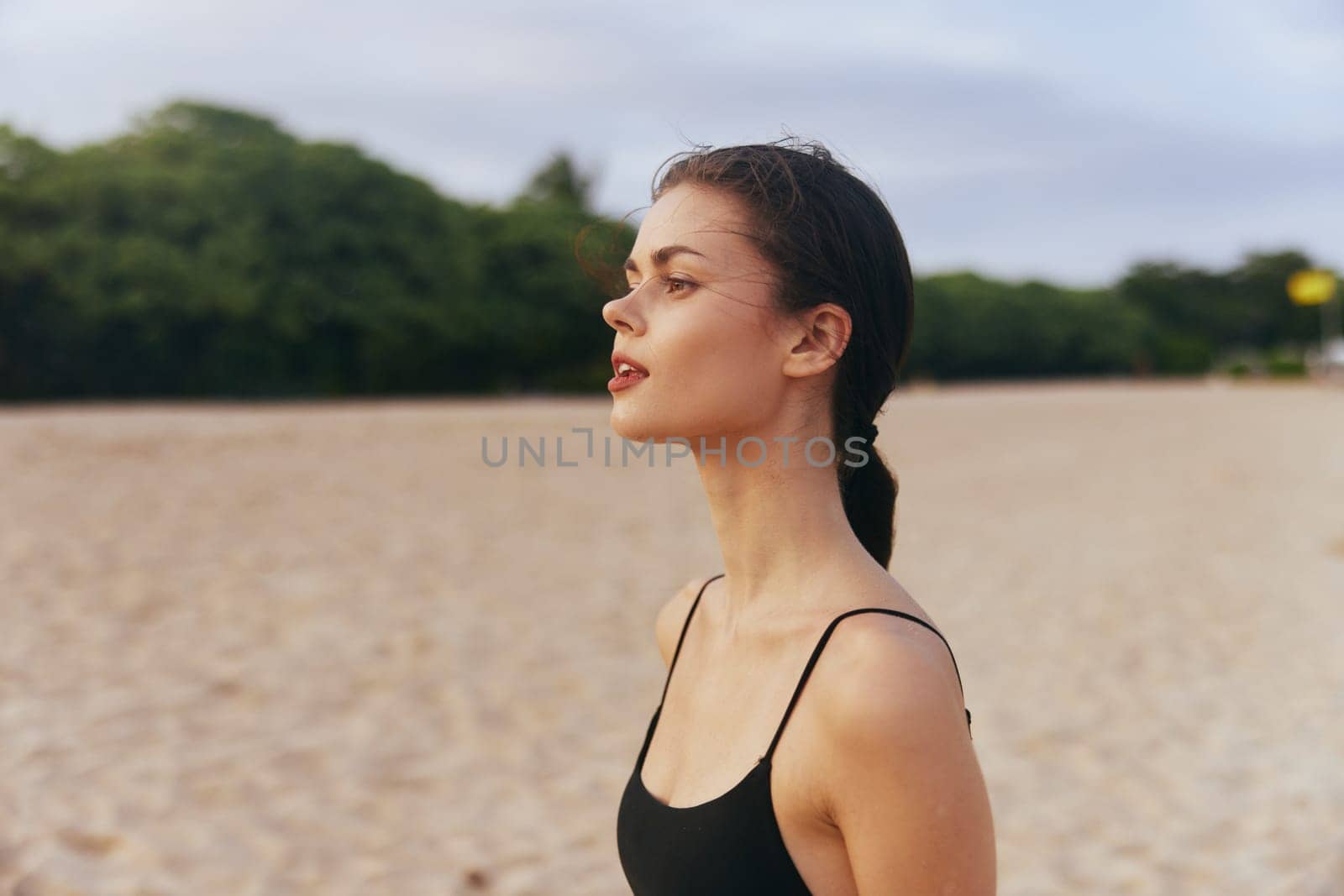 beach woman sunset summer lifestyle vacation smile ocean walk sea sand by SHOTPRIME