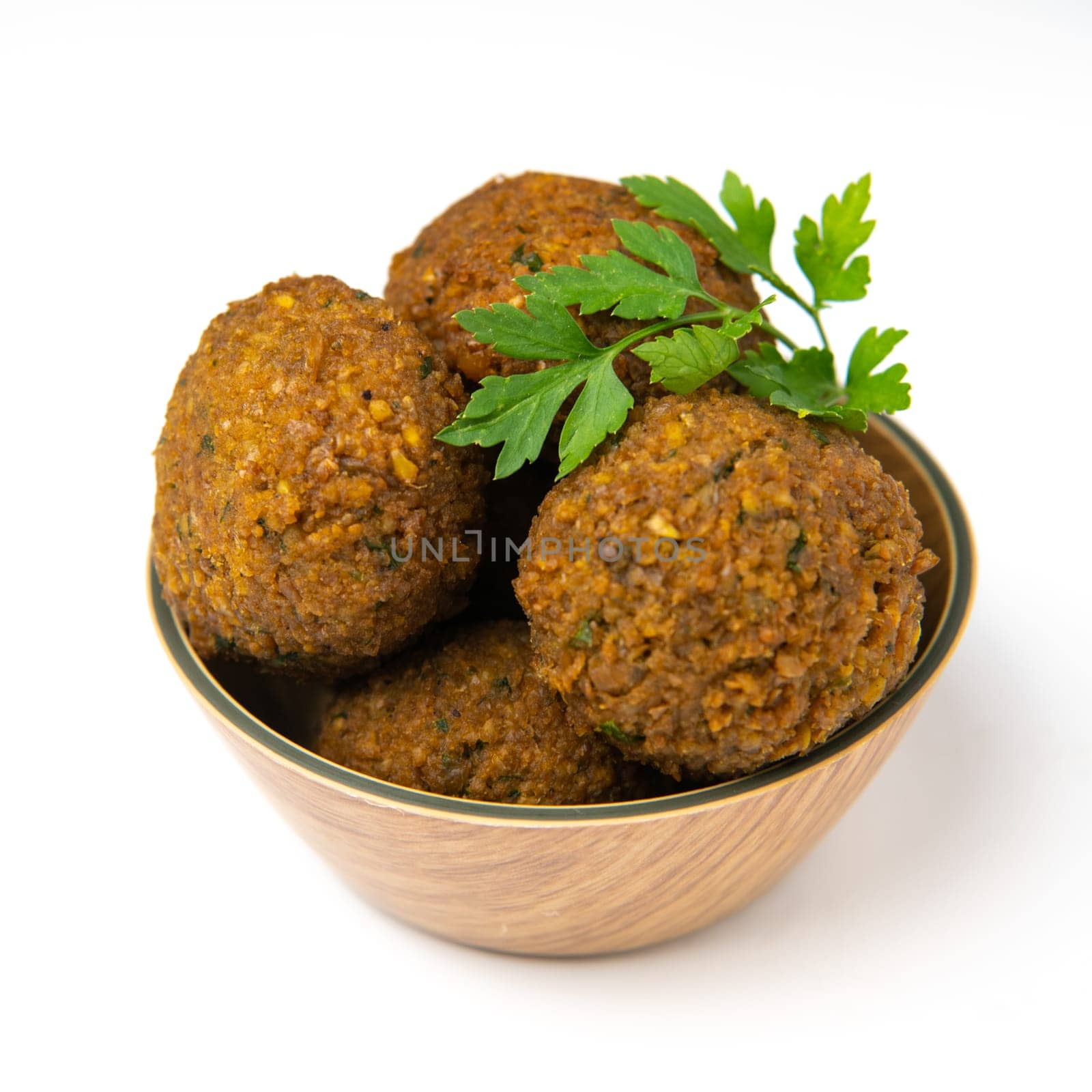 Whole and half falafel isolated on a white background closeup, High quality photo