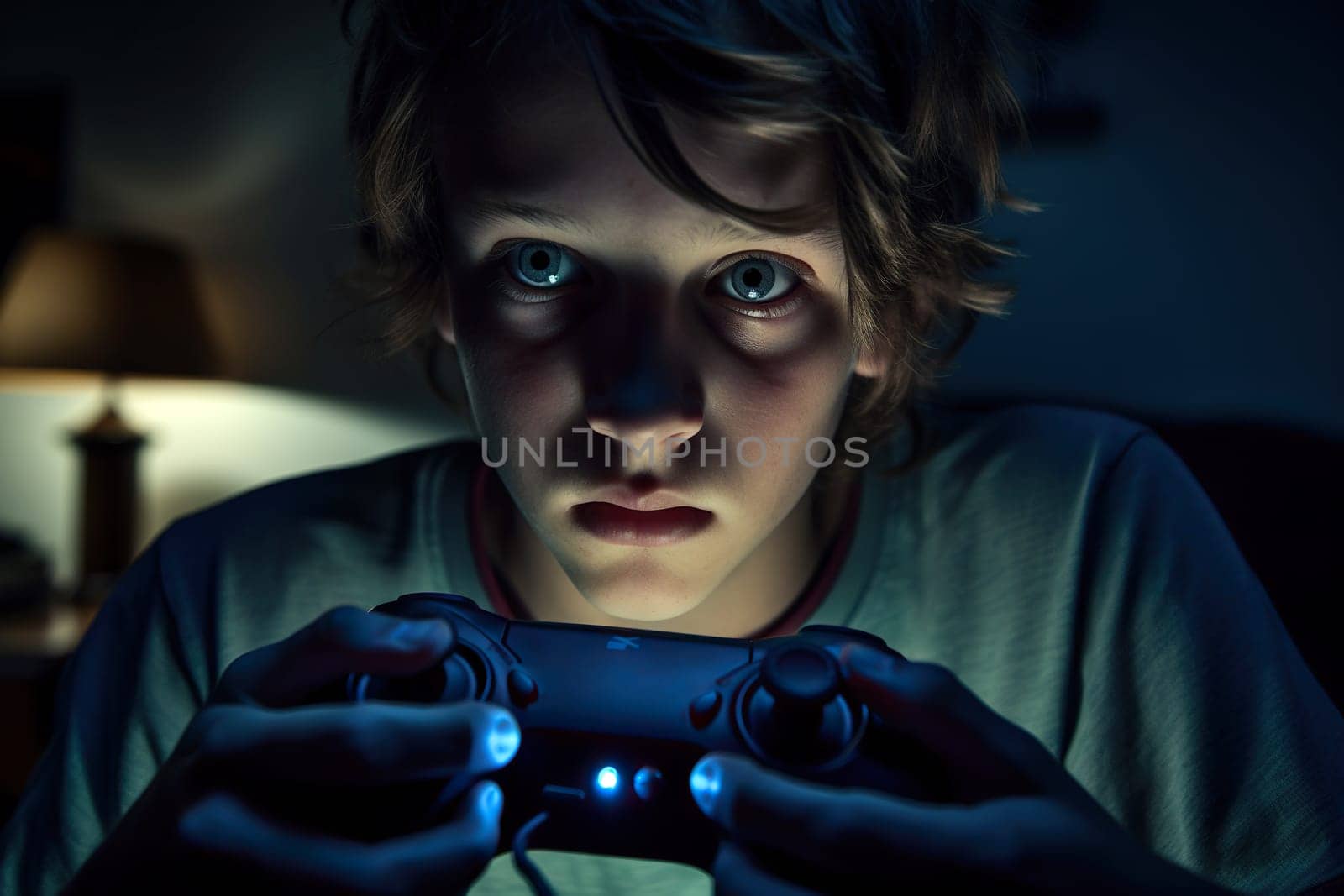 Teenage boy play video game - addiction concept - Generative AI