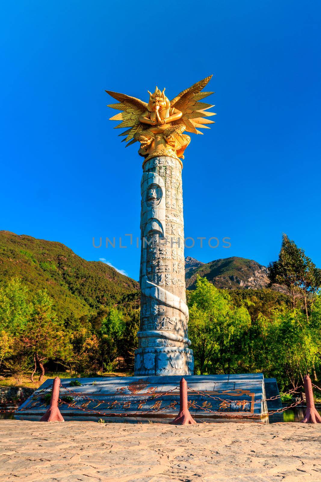 Lijiang, Yunnan, China - APRIL 27, 2013: The Memorial of Dongba literature is one of the Yushui Stockade tourists attraction.