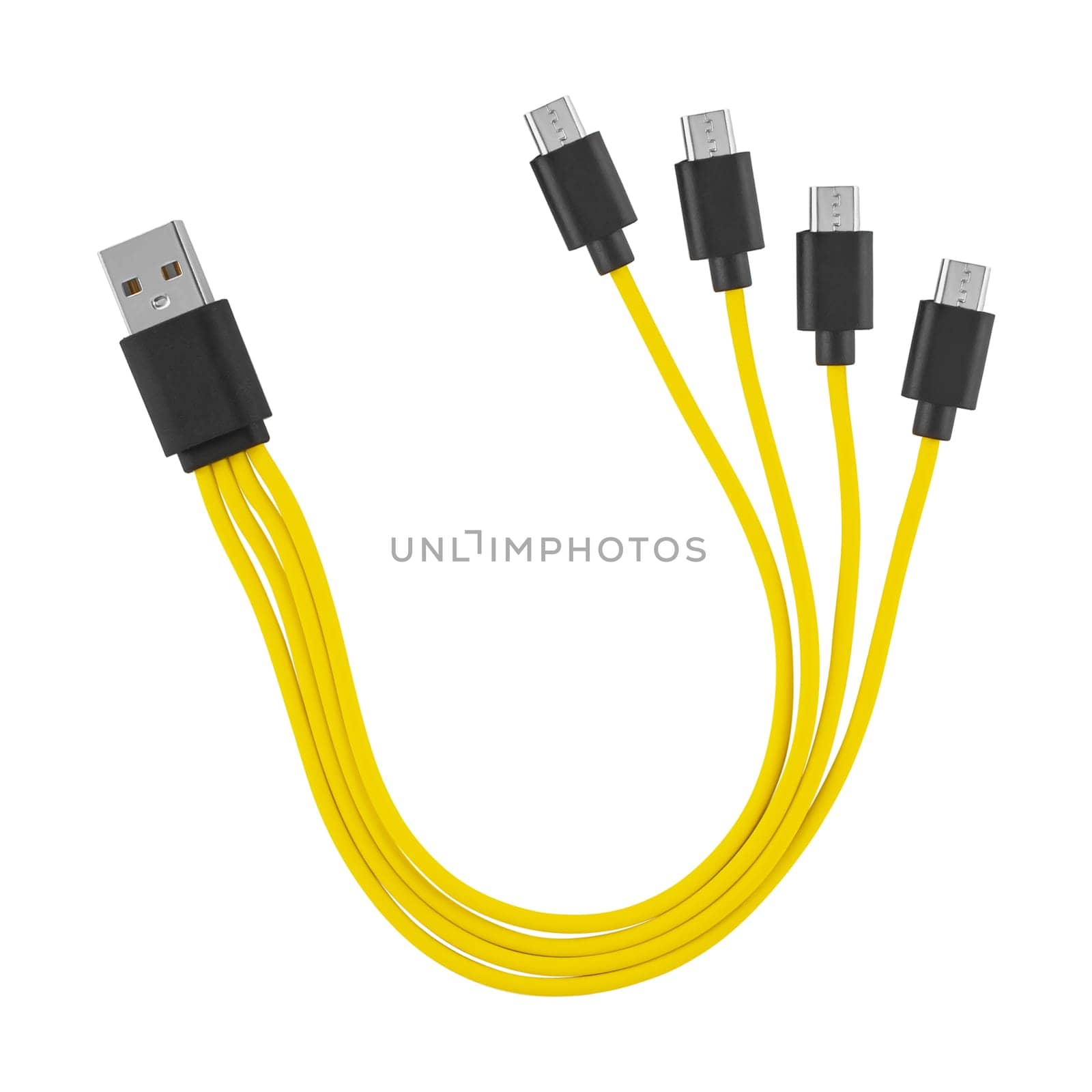 Cable with USB and micro USB connector, on white background in insulation by A_A