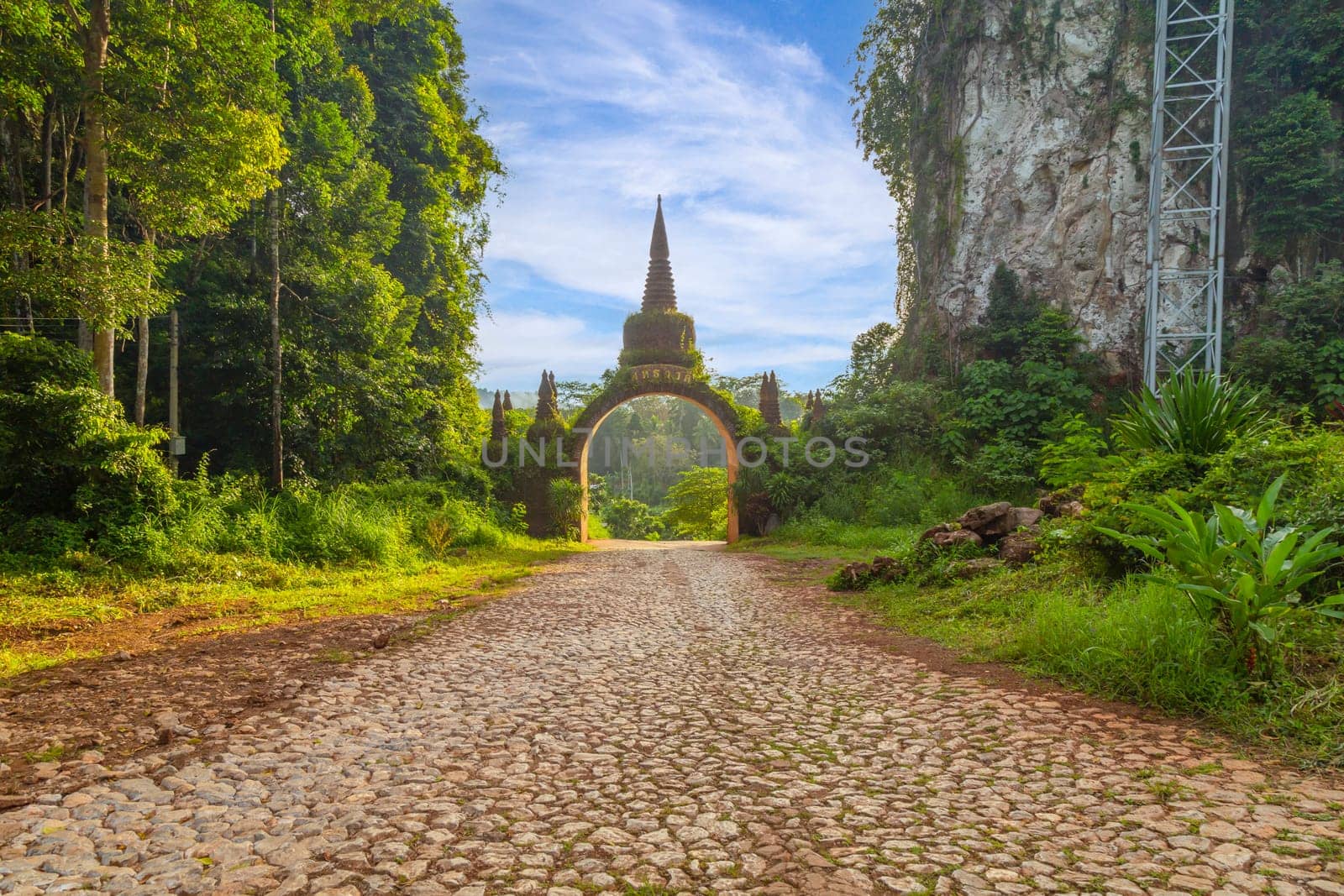 Landscape of beautiful sunrise at Khao Na Nai Luang Dharma Park at Surat Thani , Thailand