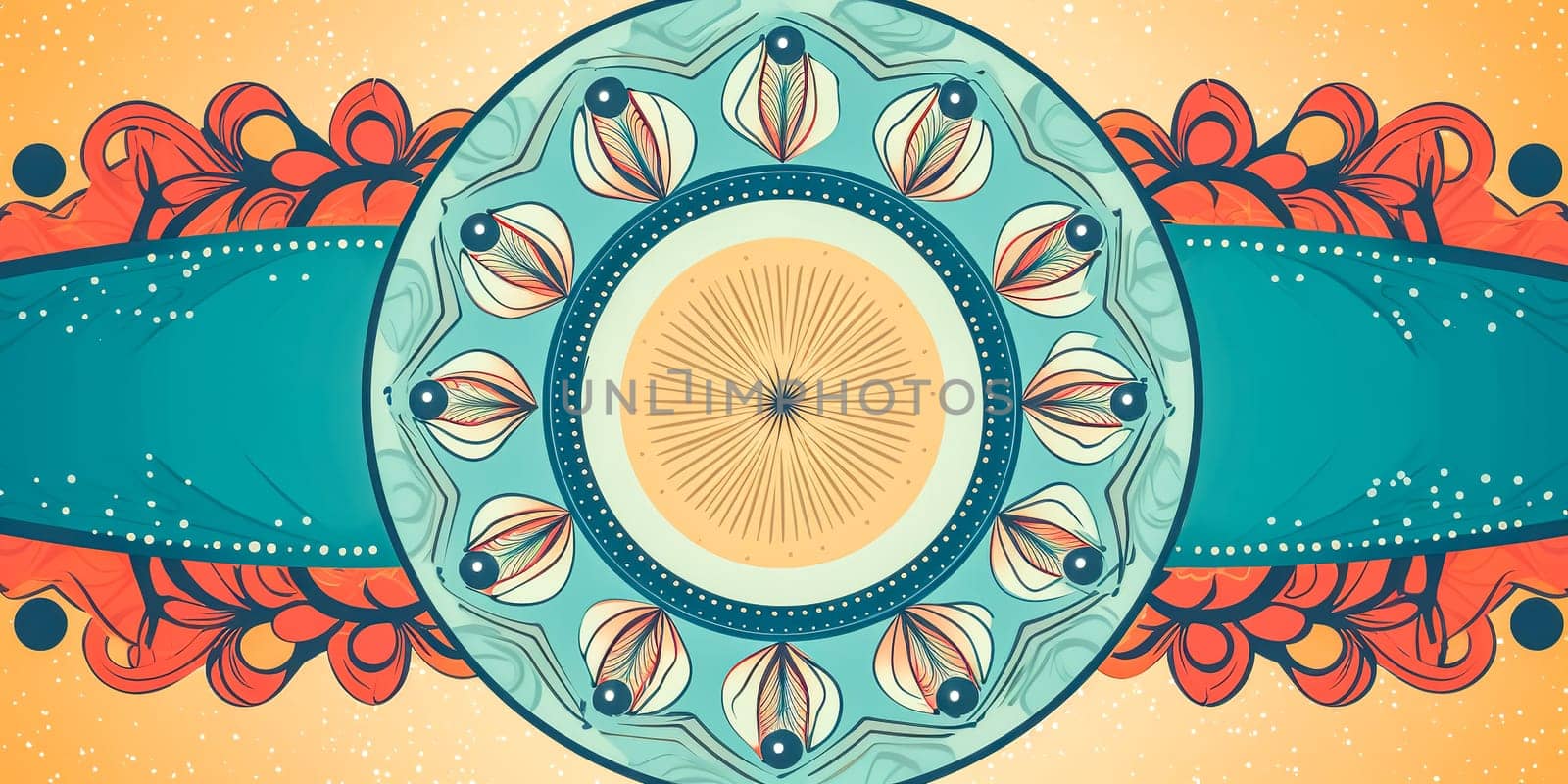 mandala, banner with copy space, made with Generative AI. High quality illustration