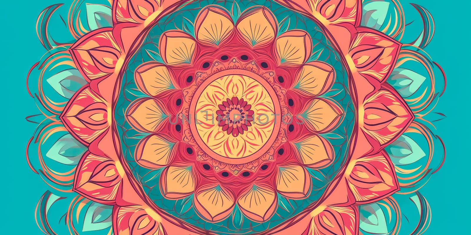 mandala, banner with copy space, made with Generative AI. High quality illustration