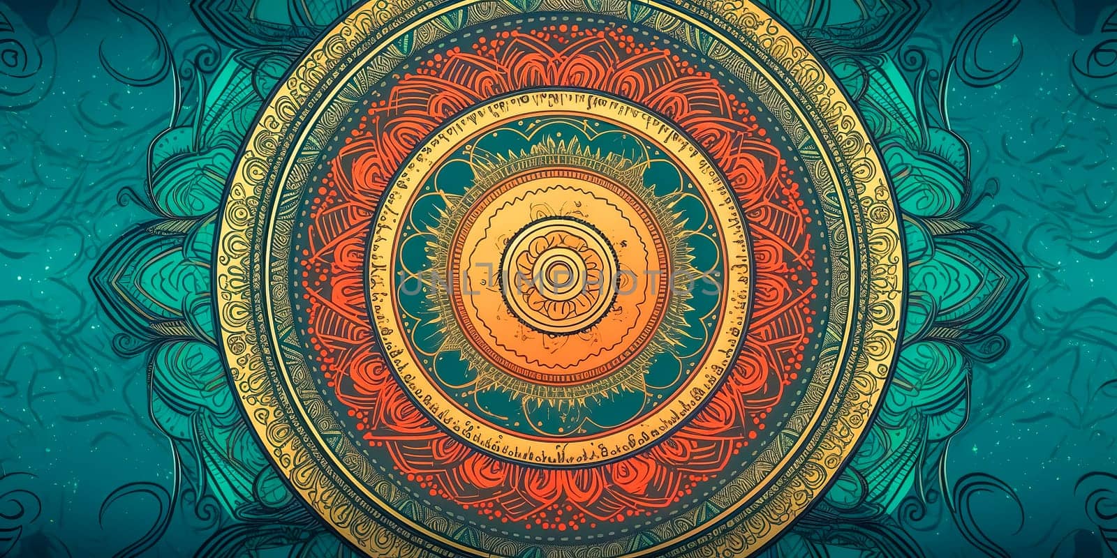 mandala, banner with copy space, made with Generative AI. High quality illustration