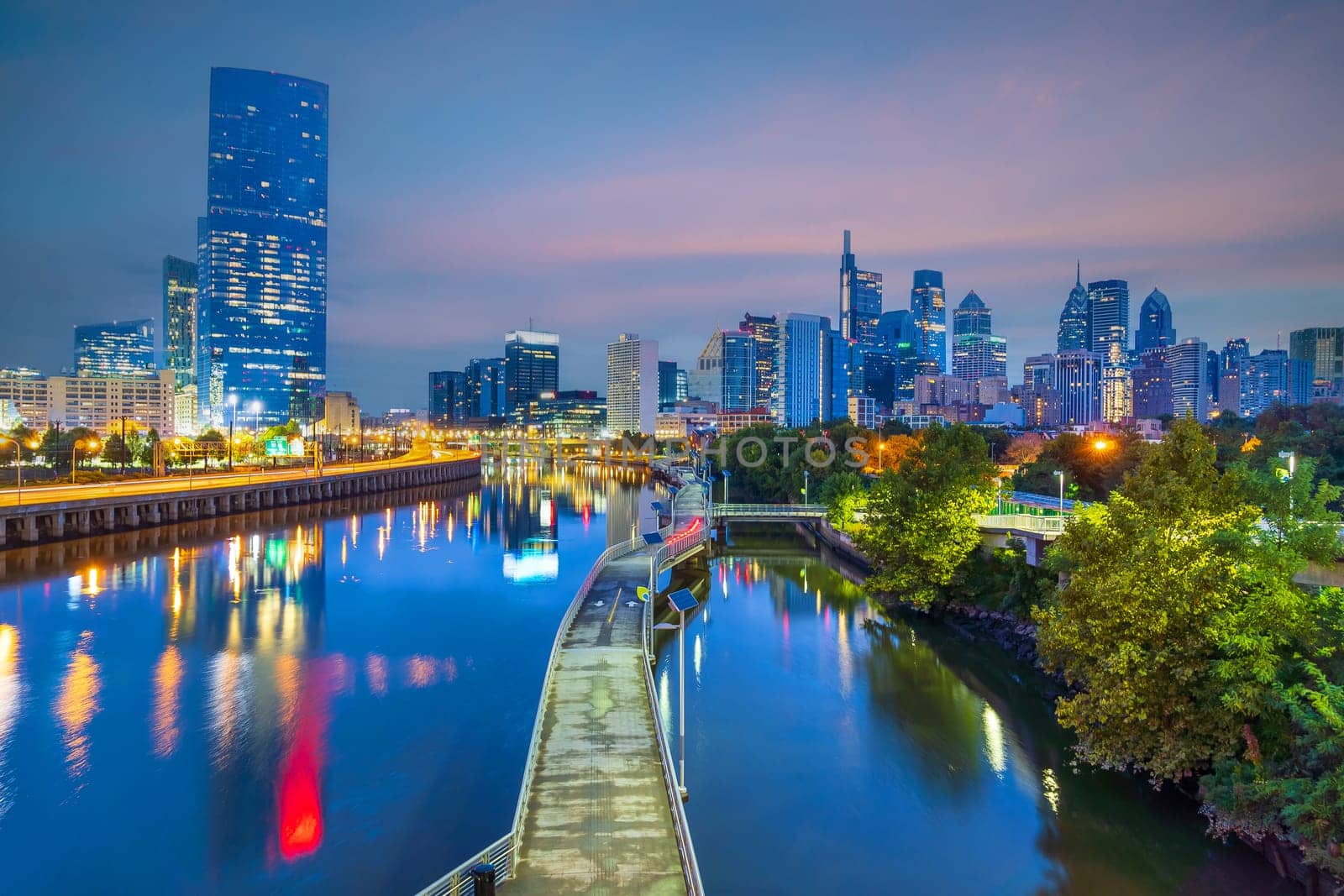 Philadelphia downtown city skyline, cityscape of  Pennsylvania  by f11photo