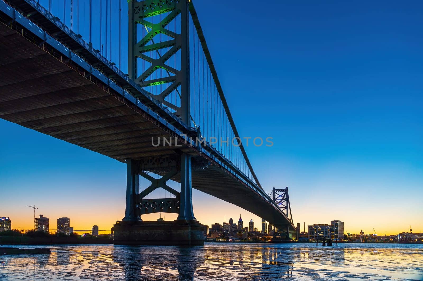 Philadelphia downtown city skyline with Benjamin Franklin Bridge, cityscape of  Pennsylvania USA