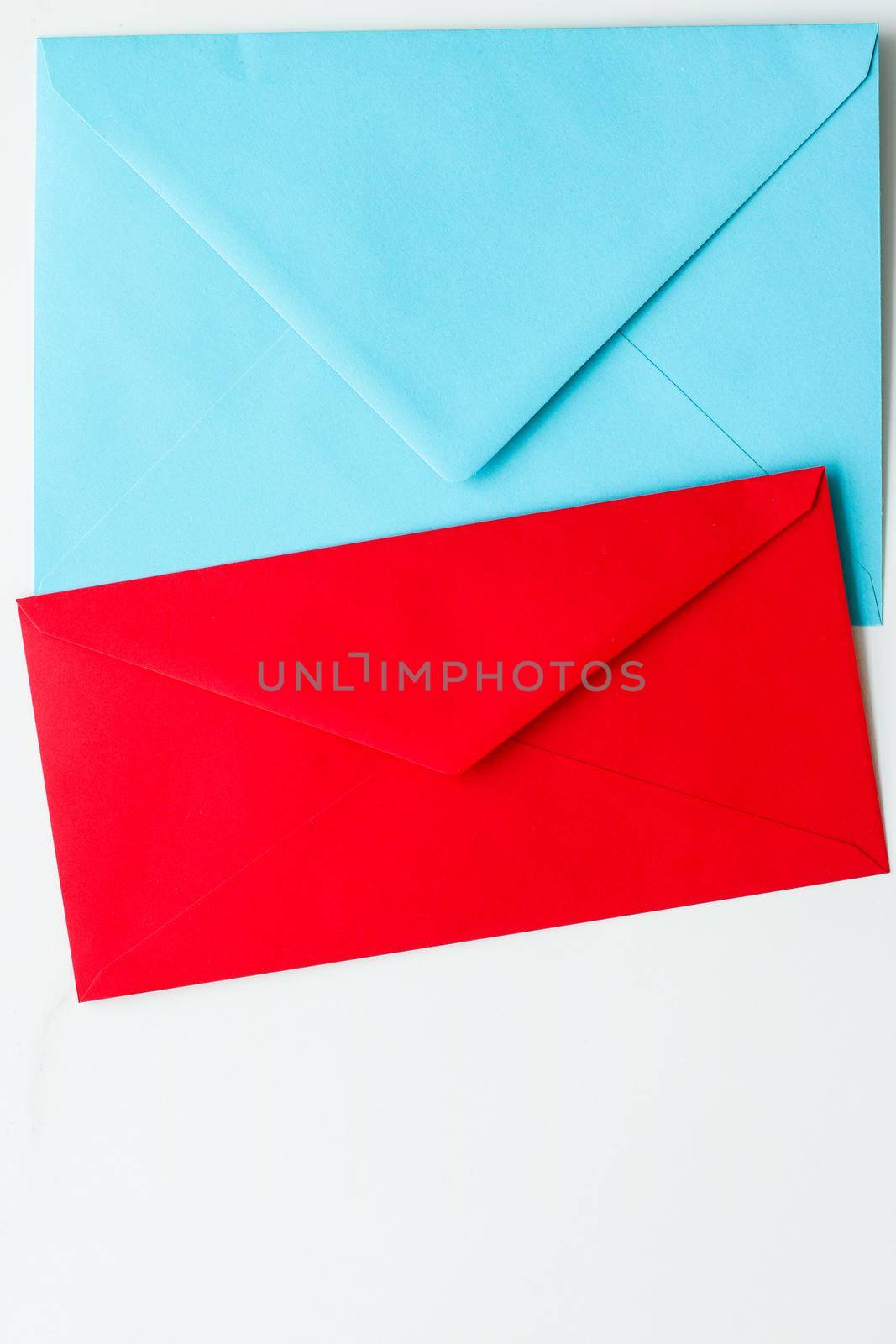 Communication, newsletter and business concept - Envelopes on marble background, message