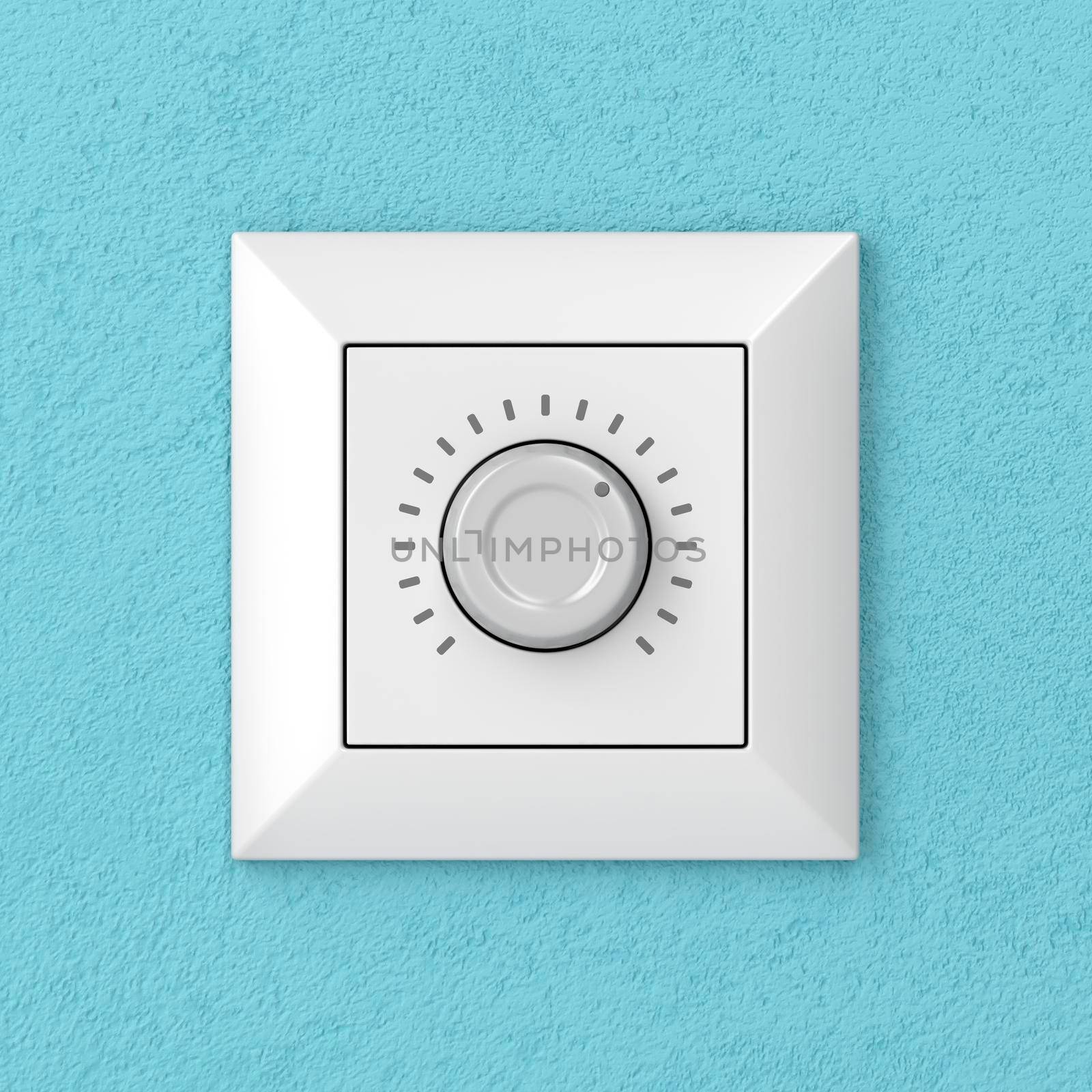 Dimmer light switch on a wall, front view