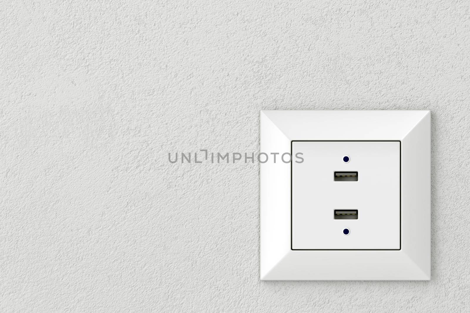Wall socket with two USB charging ports