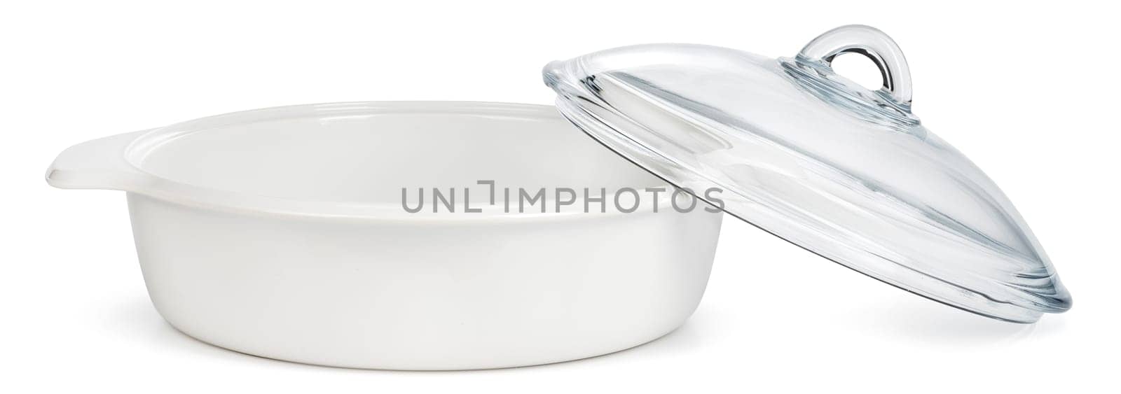 White ceramic cooking pot isolated on a white background