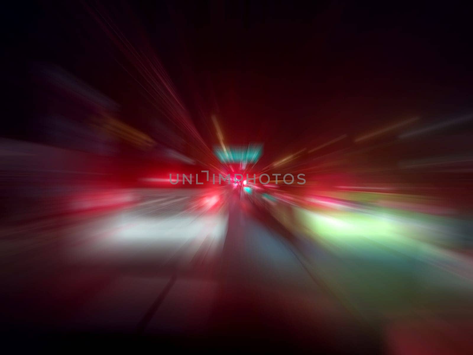 car light speed line motion blur on night road by kaisorn