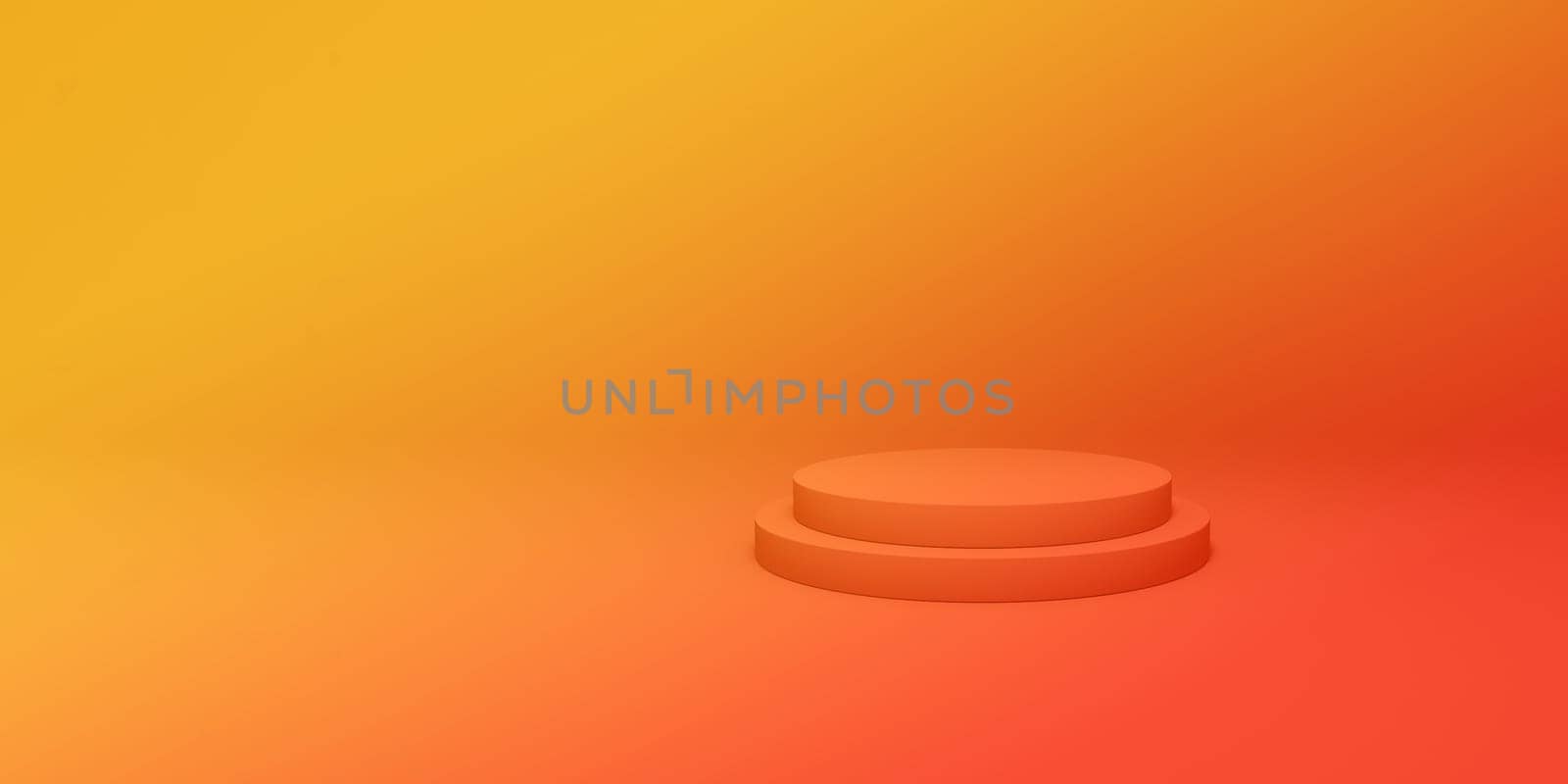 Summer podium to display the product and design on gradient background. Summertime concept. 3d rendering.