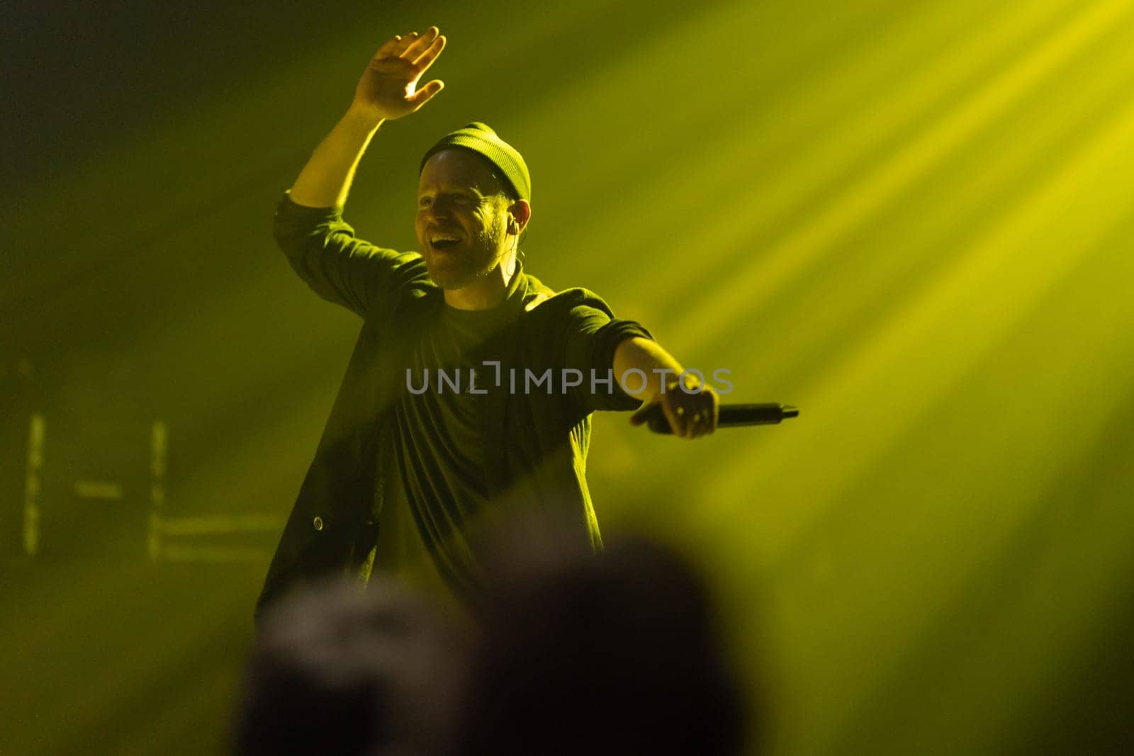 22 April 2023 Lisbon, Portugal: the concert of the band Kasta - Shim - one of the members on stage. Mid shot