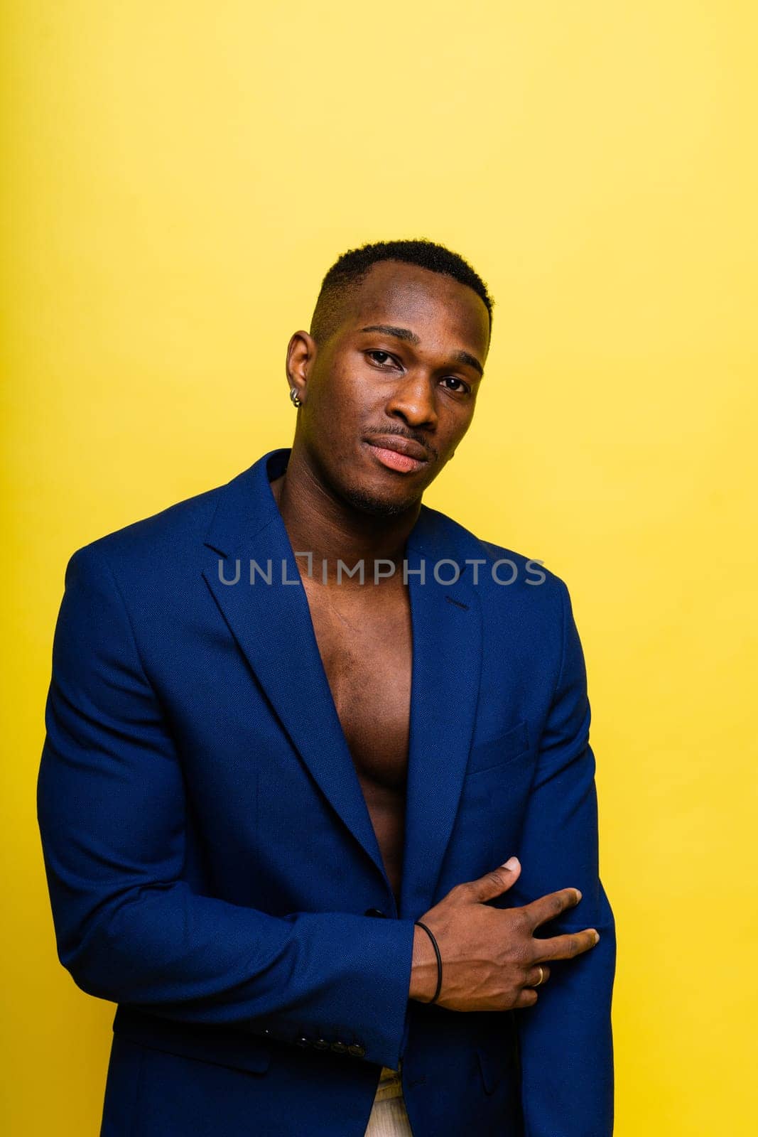 African American millennial businessman isolated on studio background, successful male formal suit by Zelenin