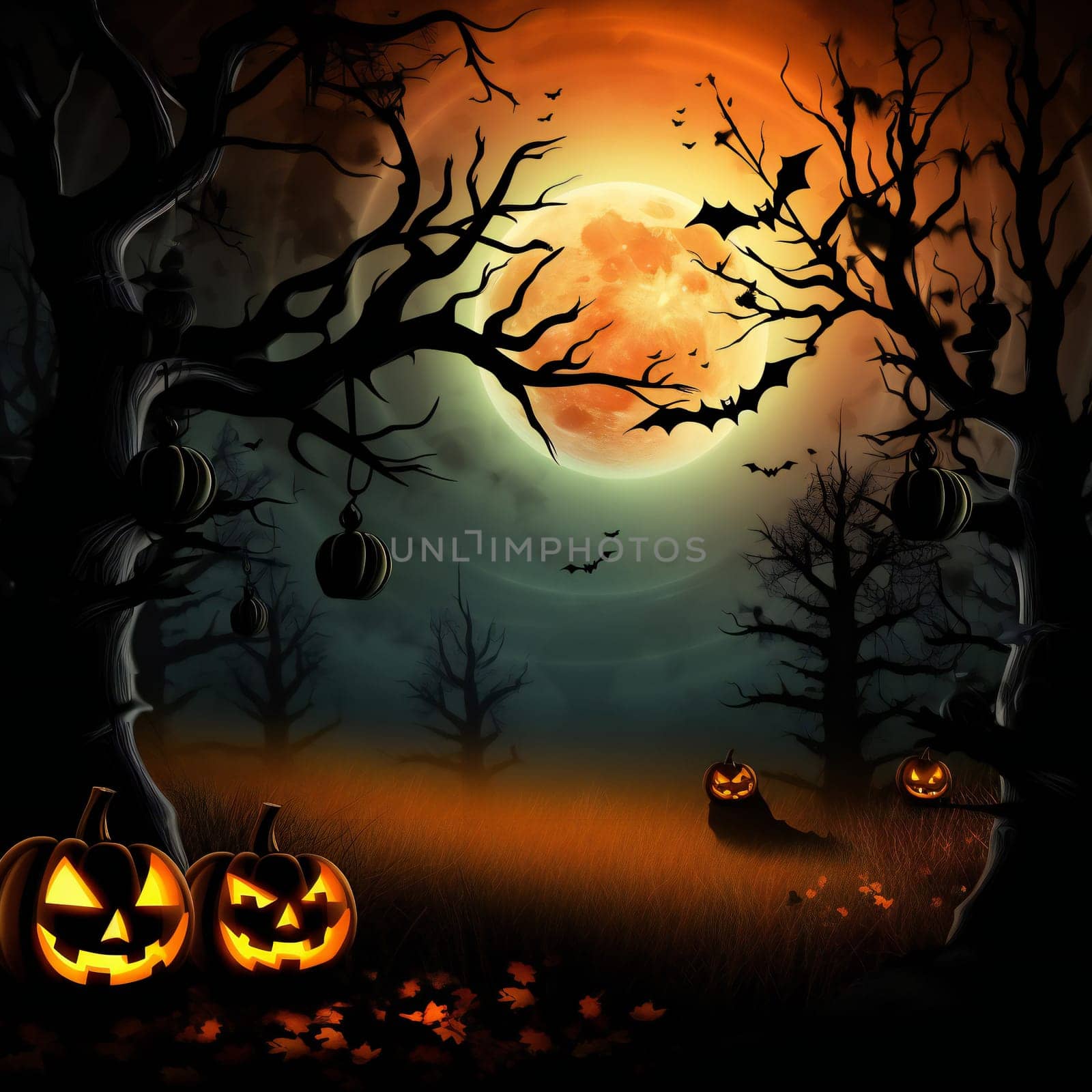 Flat design halloween background, halloween background. card