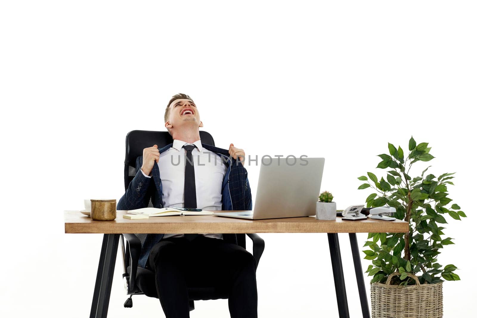 angry unhappy businessman shouting, reading bad news in email at laptop pc computer