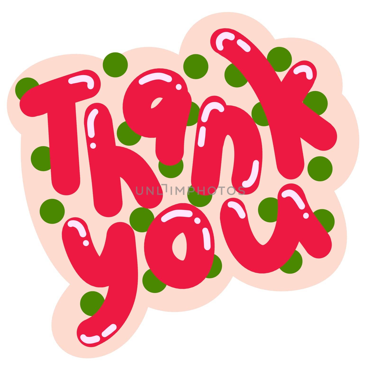 Hand drawn illustration sticker of thank you card. Thankful grateful icon symbol, red green gratitude design, colorful cartoon bright drawing sketch, flower floral background