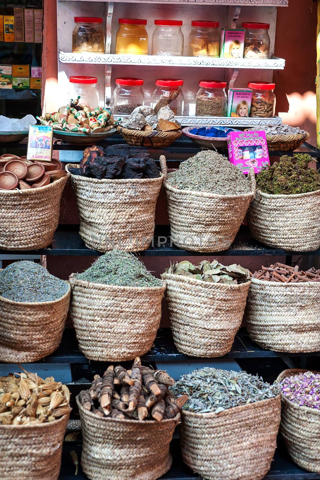 Spices for sale in the Souk of Marrakech, Morocco